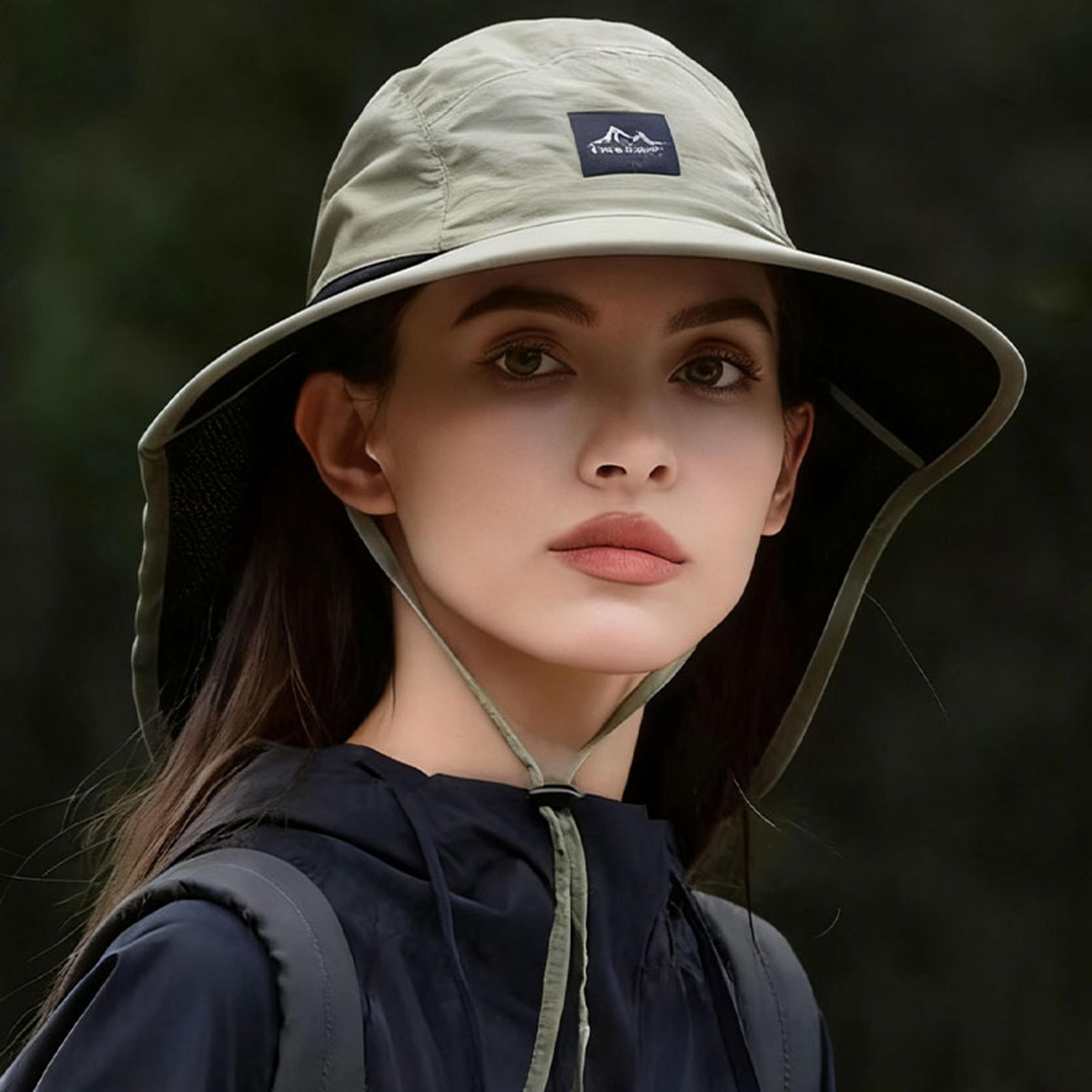 wide brim sun hat with neck flap quick dry breathable outdoor bucket hat