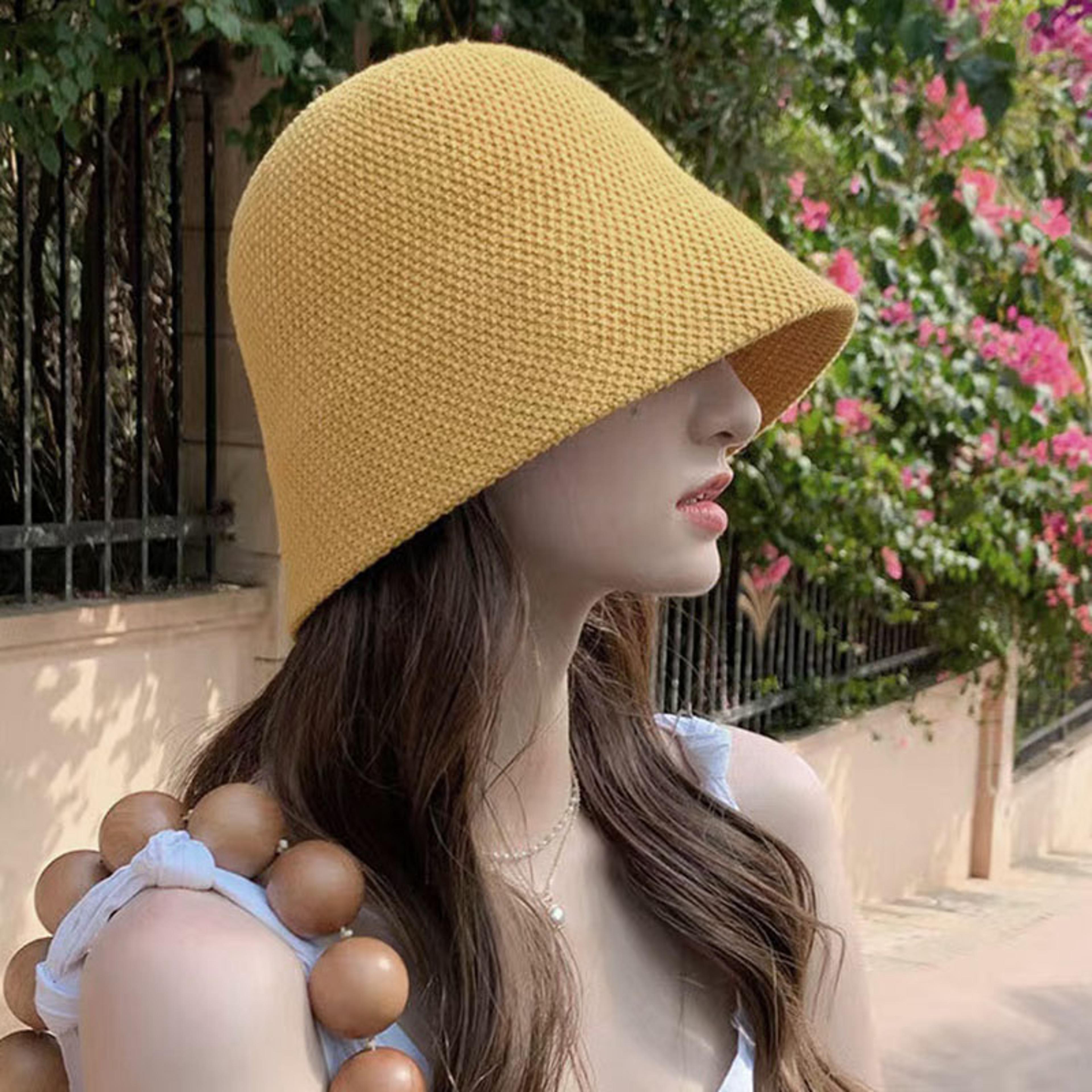 foldable woven sun hat for women beach travel bucket hat