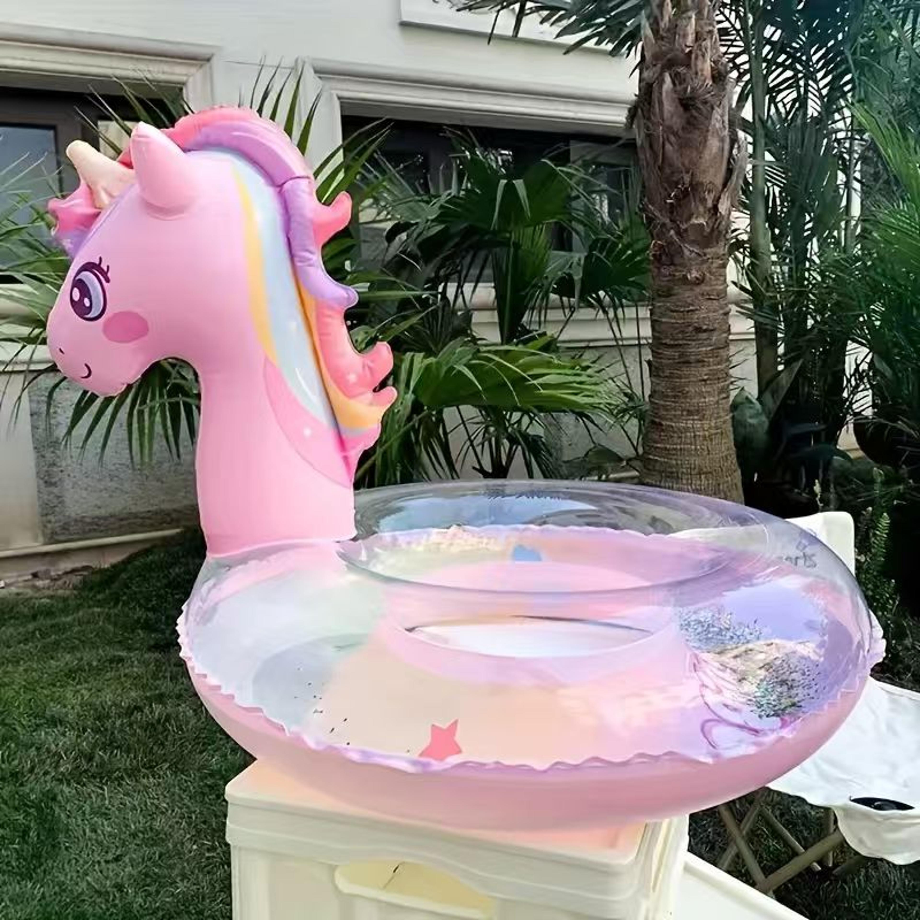 glitter rainbow inflatable unicorn pool float for kids
