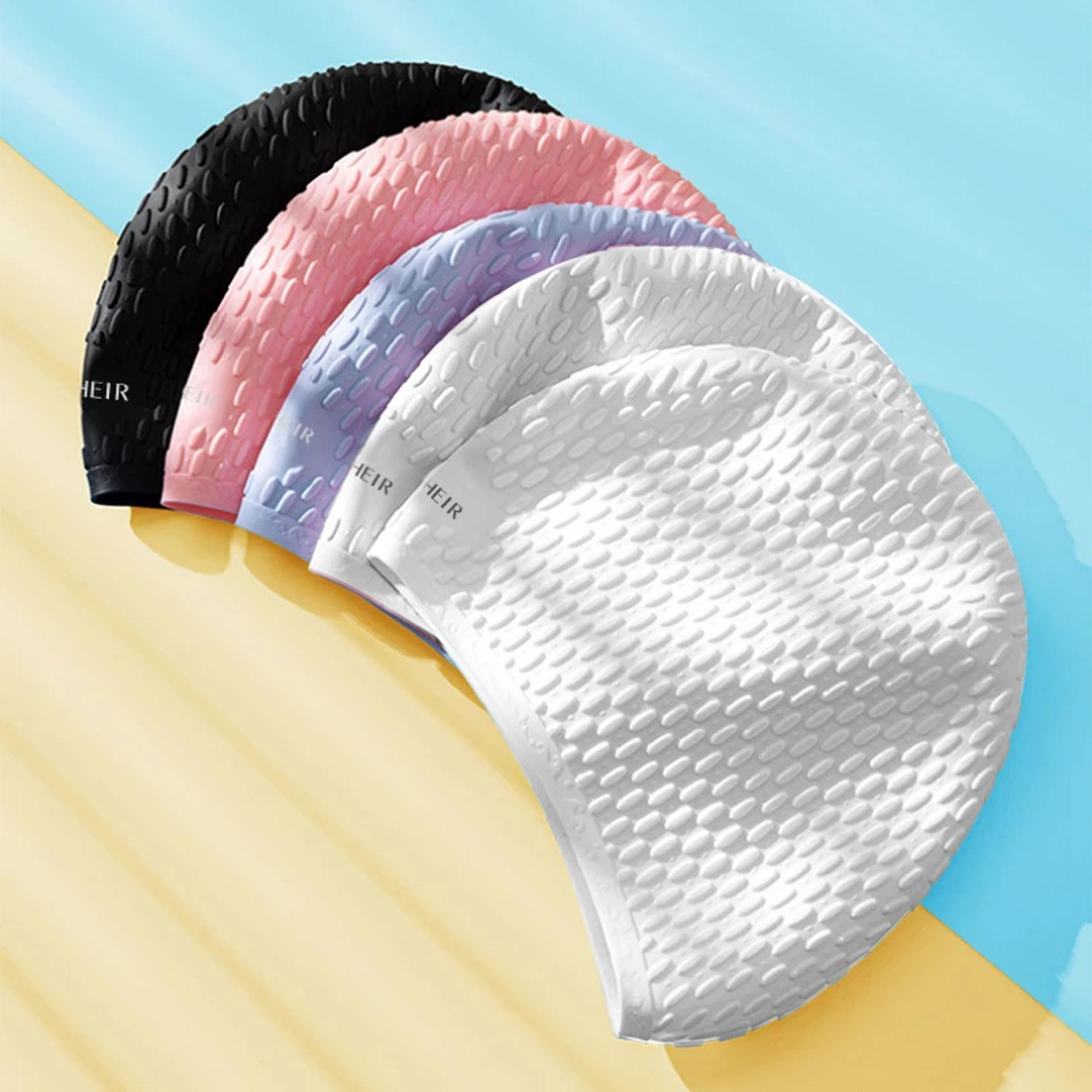 large silicone swim cap for long hair with ear protection