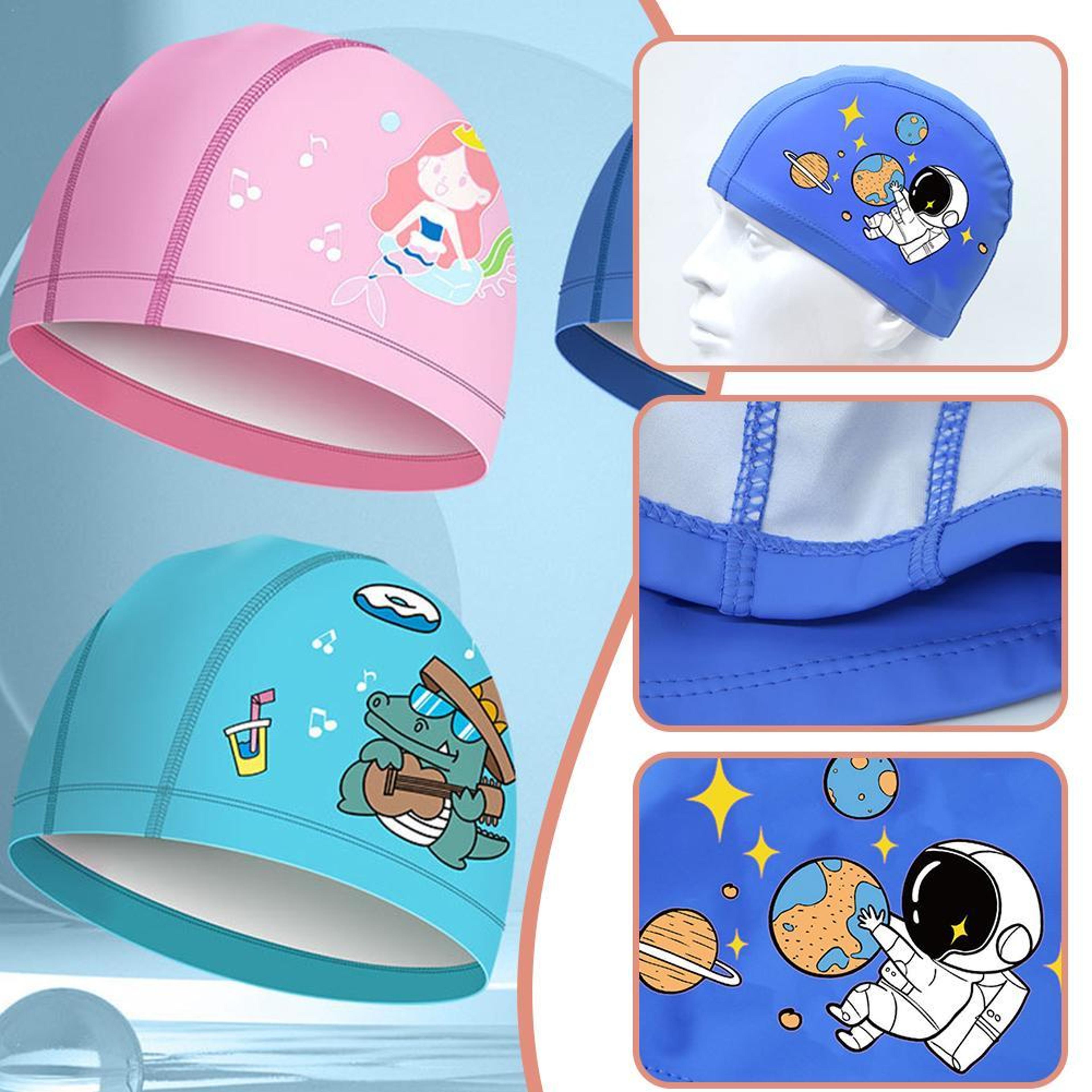 kids swimming cap pu turban style elastic swim cap for pool and beach