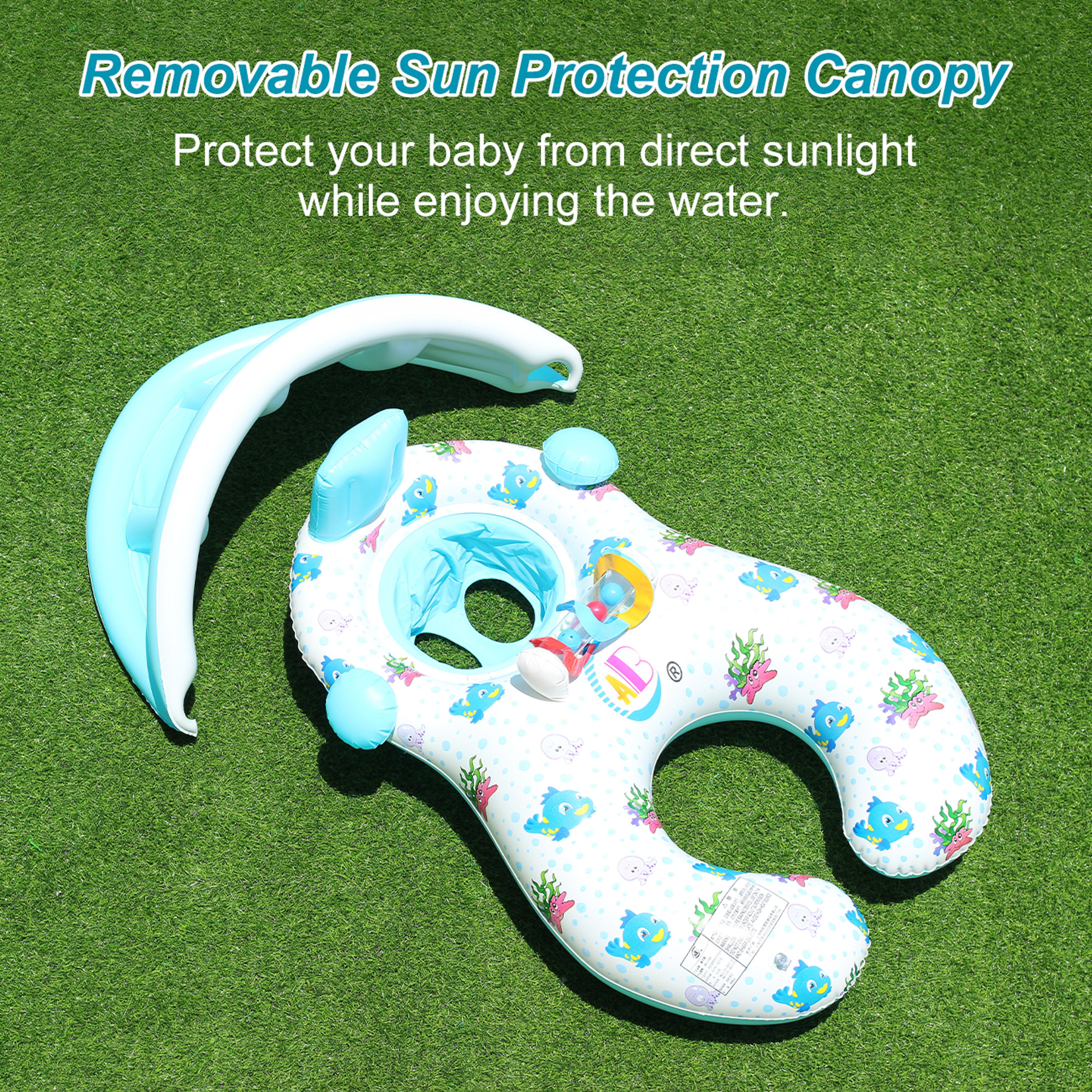 pool float with canopy dual ring inflatable lounger for two