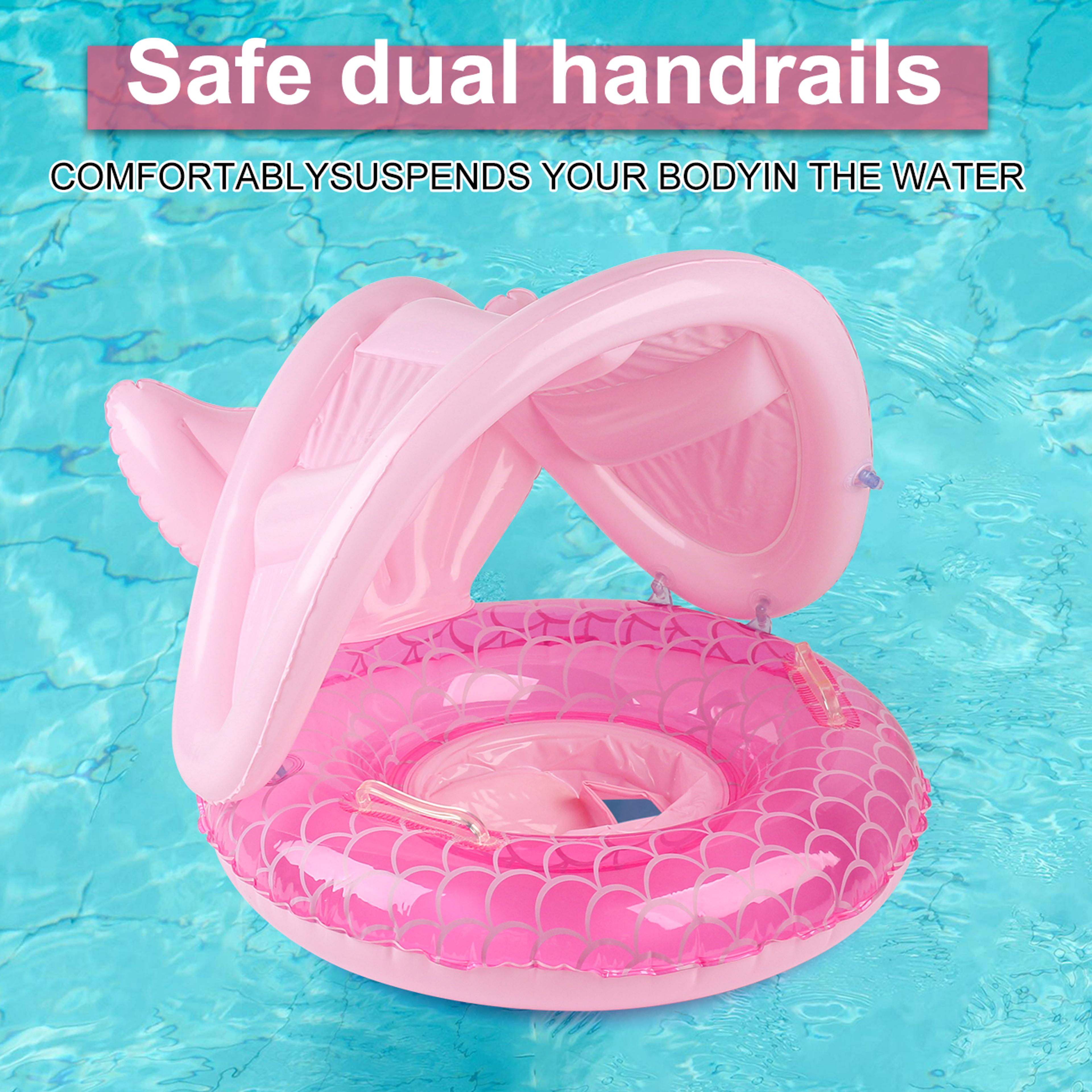baby pool float with canopy and safety seat for sun protected water play