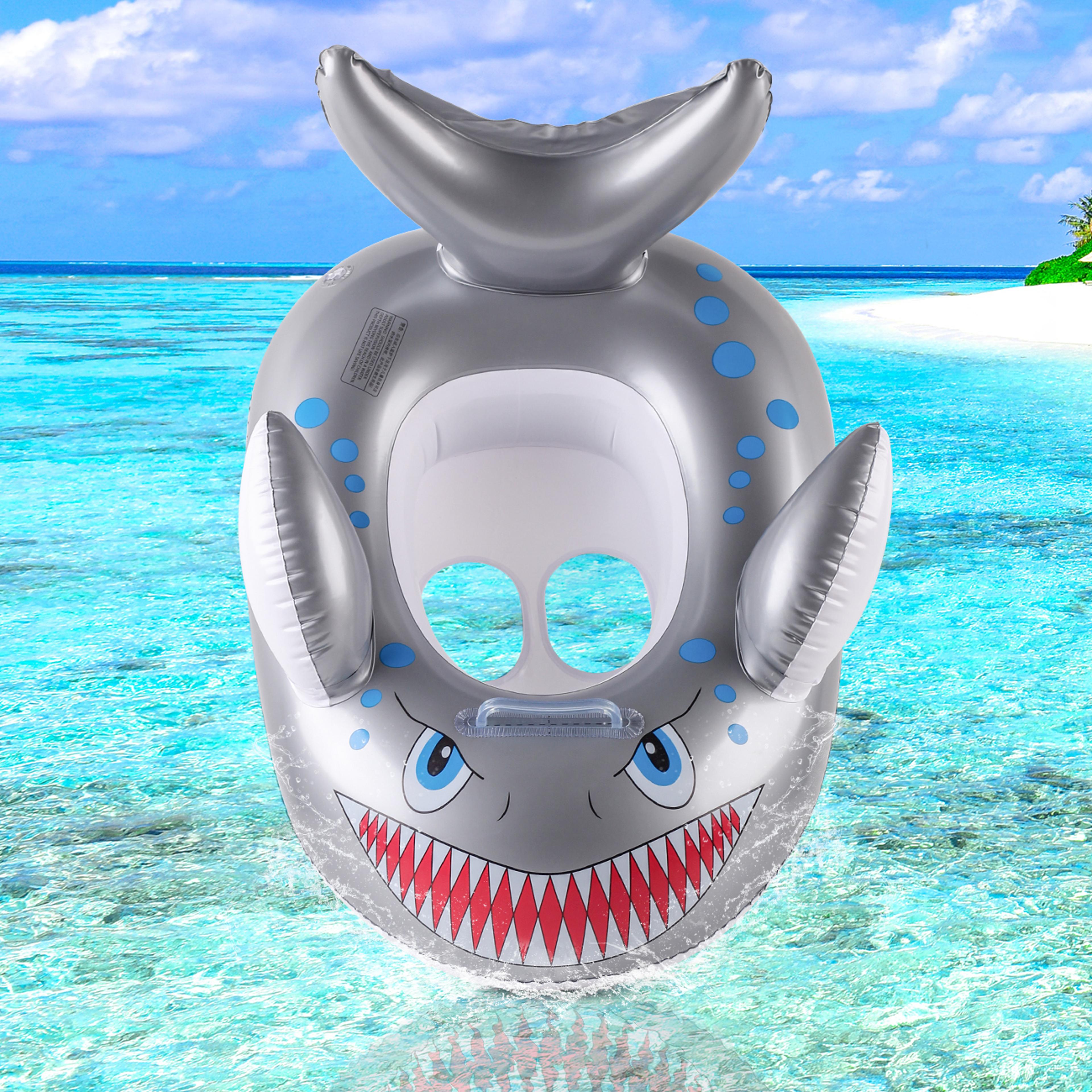 grey shark swim ring kids pool float inflatable swim aid