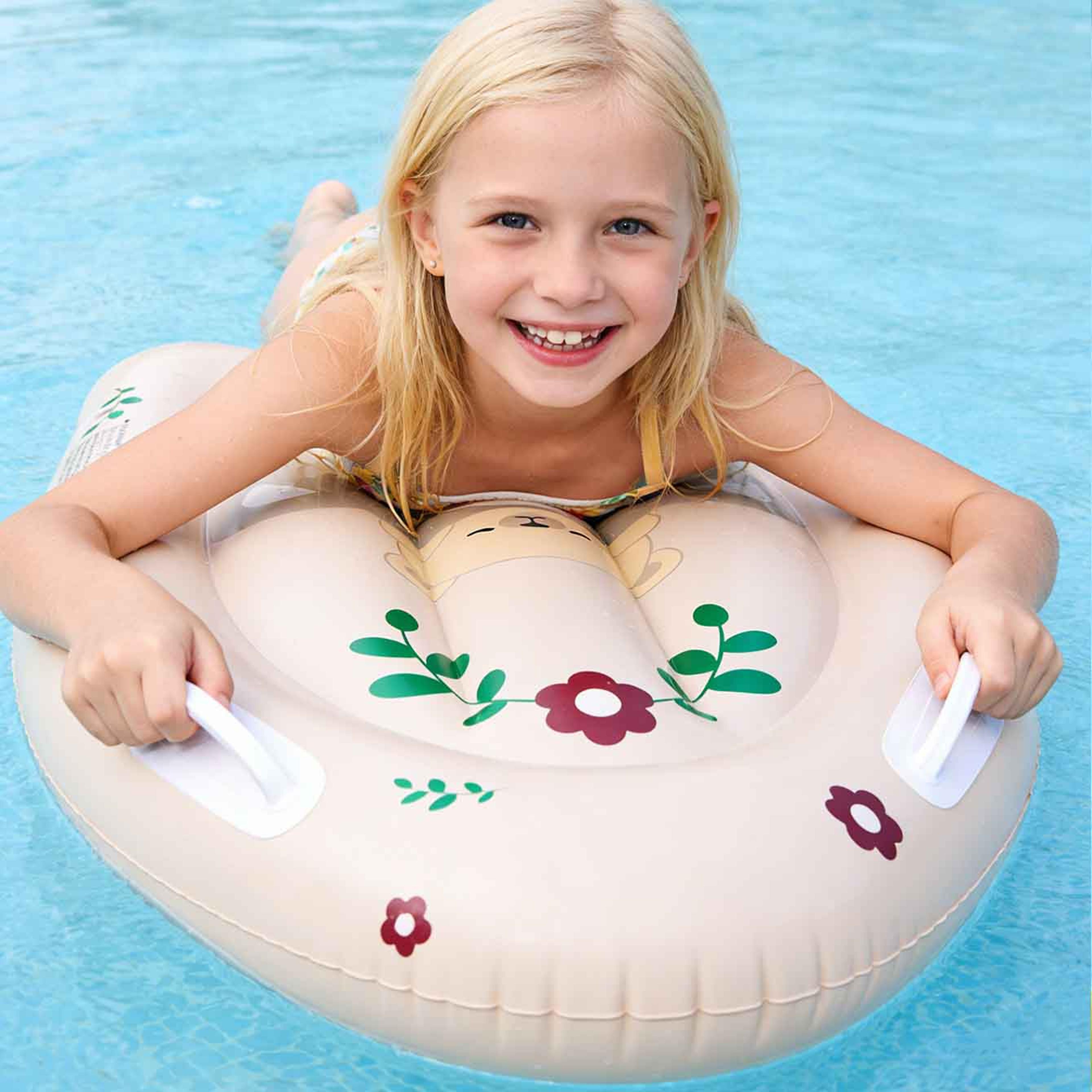 cartoon inflatable swim board for kids with handles pool float seat and beach kickboard