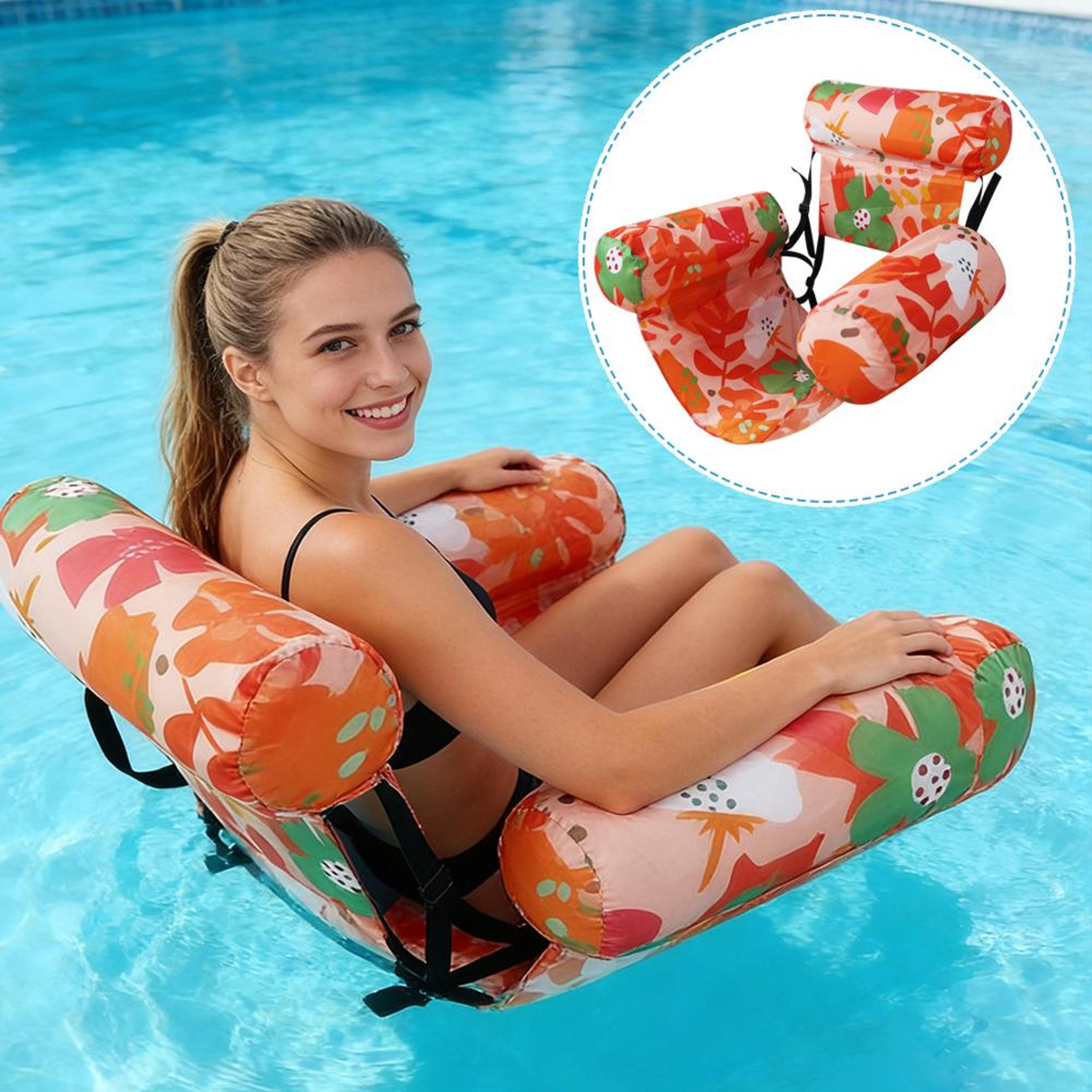 inflatable pool float chair with backrest foldable floating water hammock