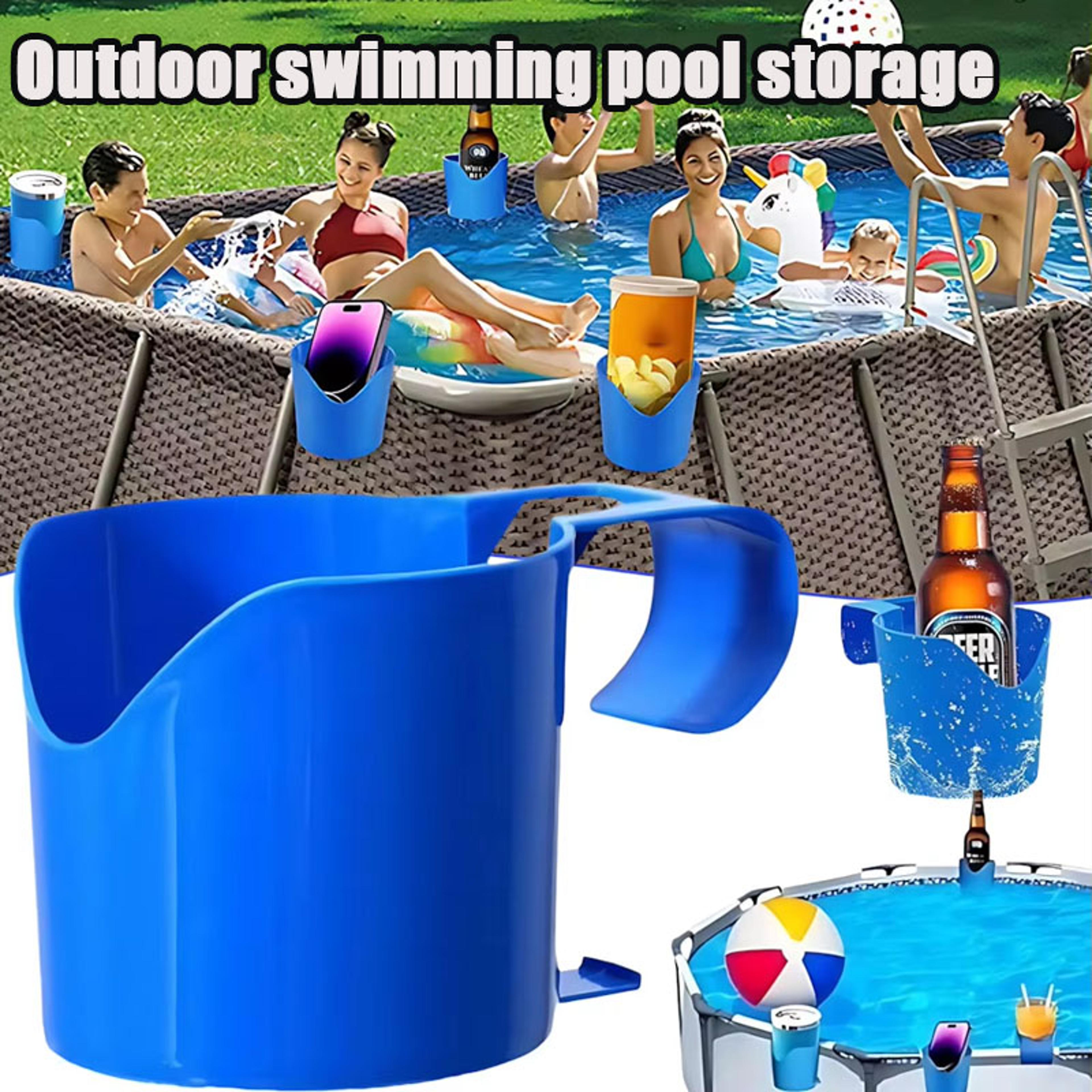 clip on poolside organizer rack for drinks and swim accessories
