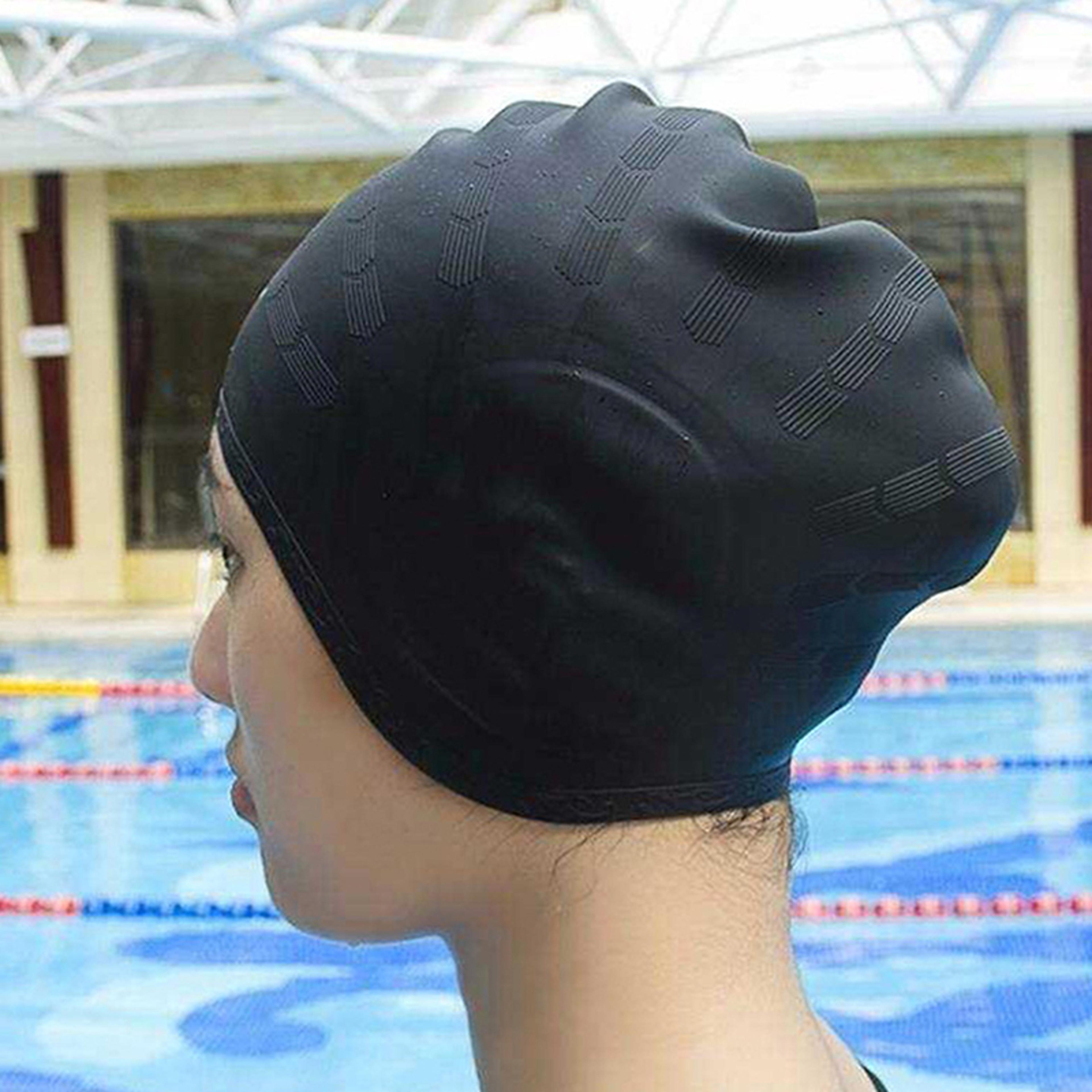 high elastic silicone swim cap for adults with ear protection