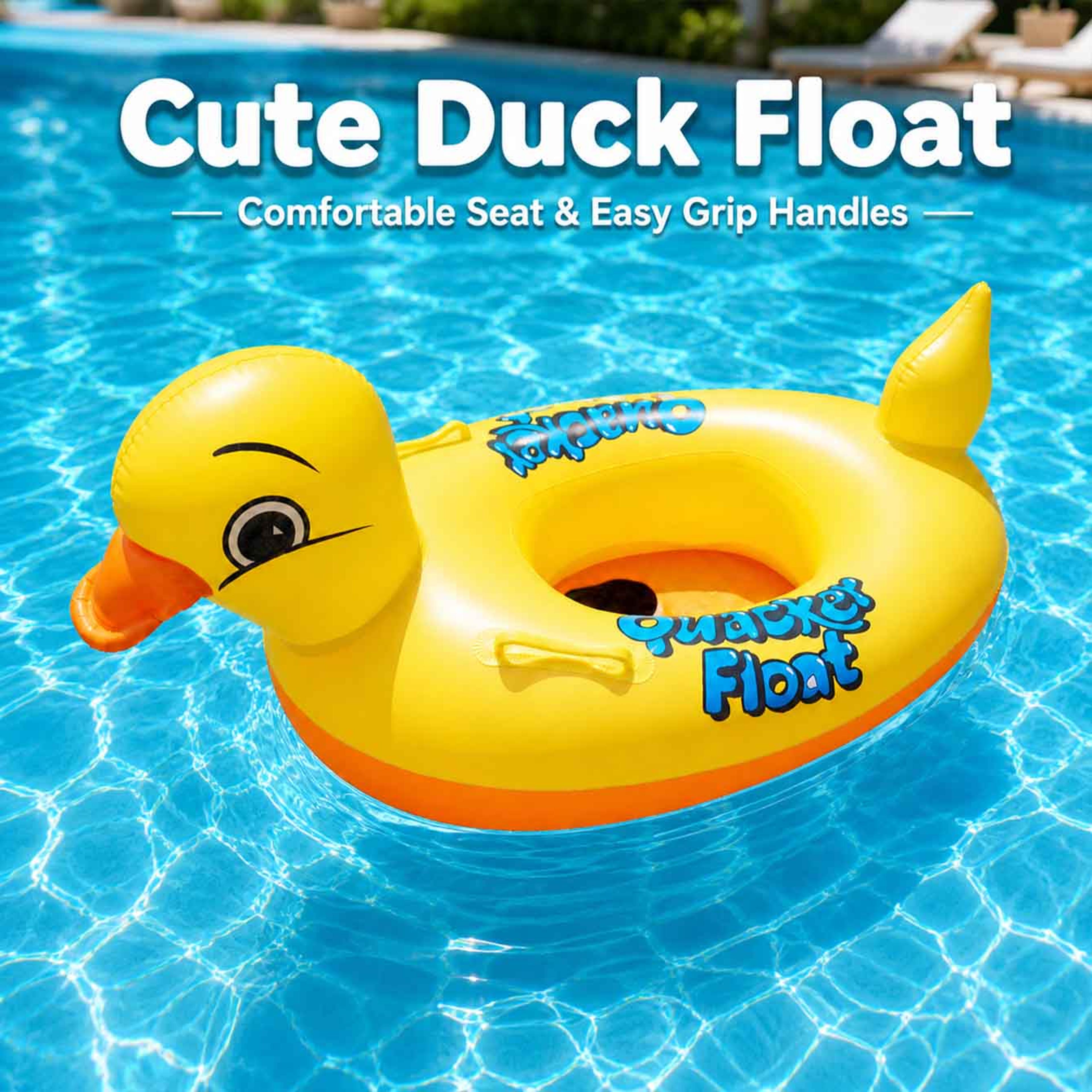 inflatable duck pool float seat with handles swim ring seat for kids summer pool fun