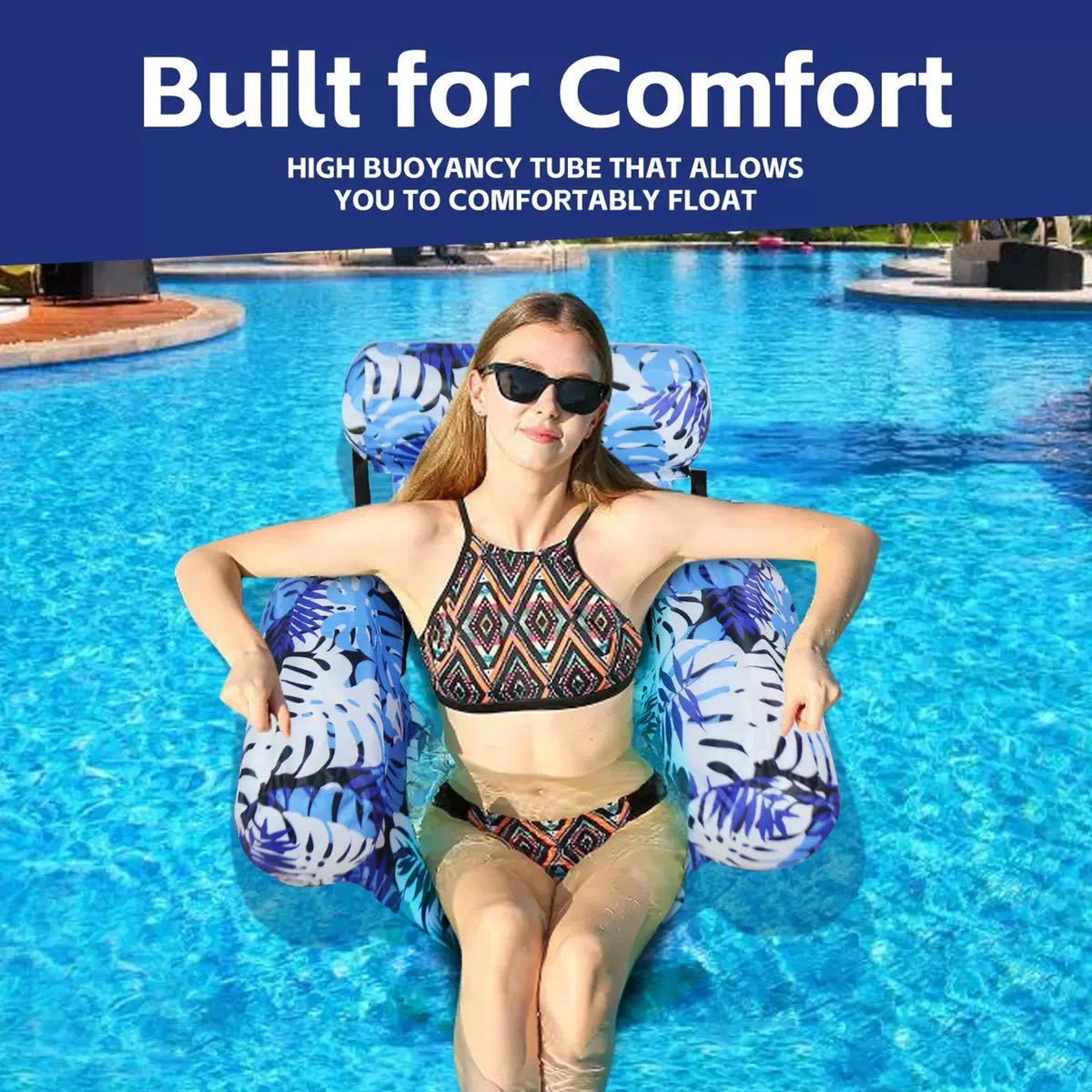 foldable inflatable pool float lounge chair striped floating bed raft