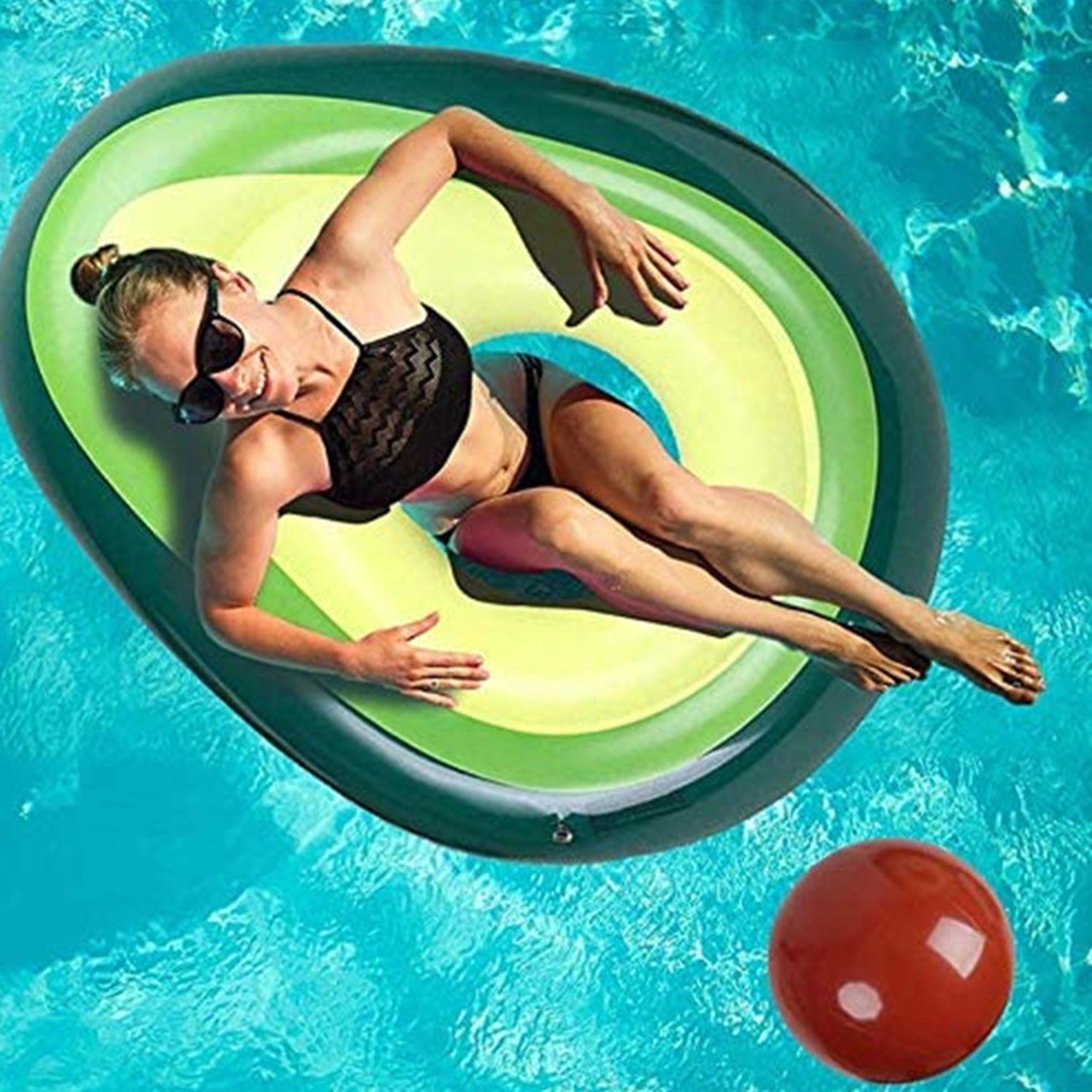 avocado inflatable pool float with ball raft