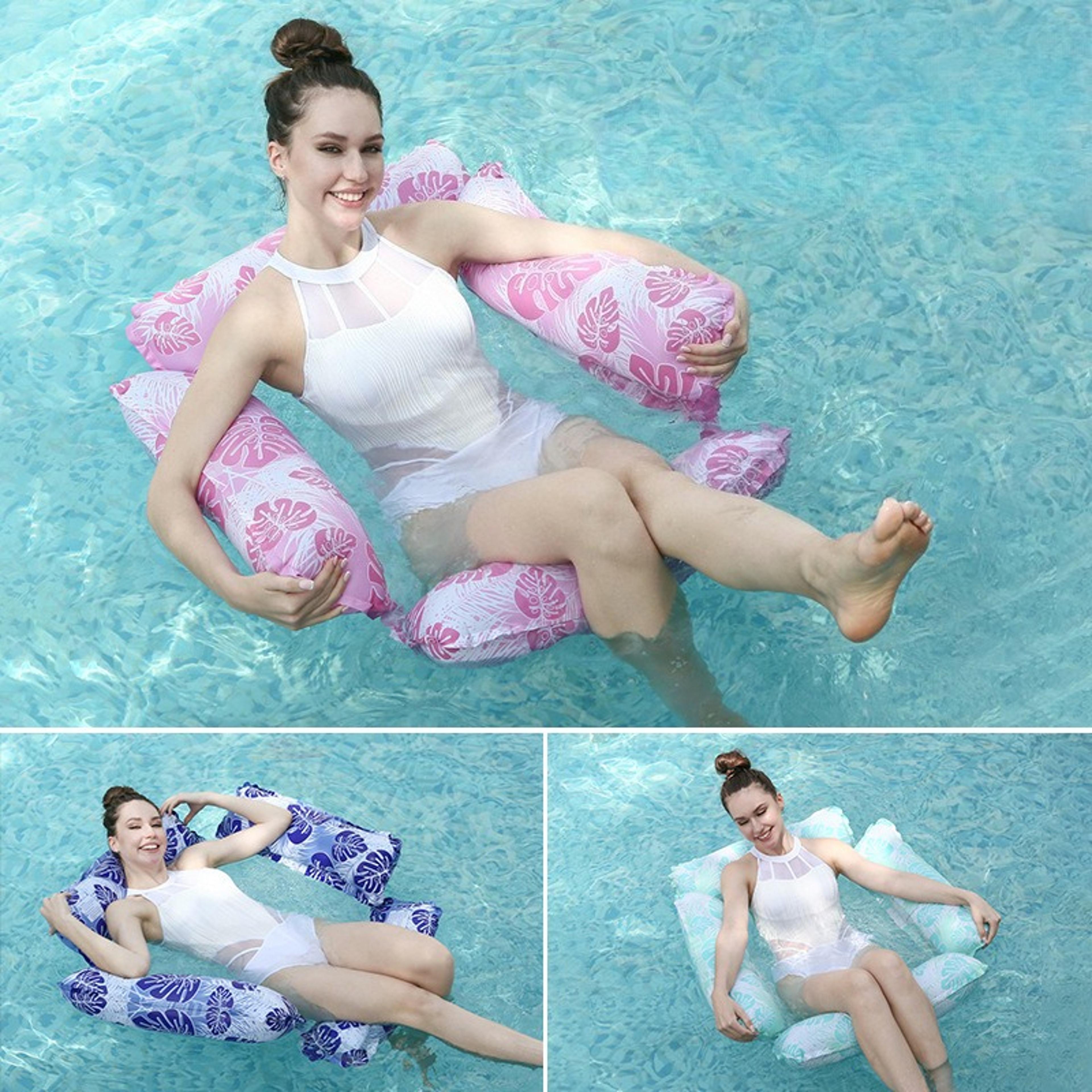 inflatable water hammock mesh pool float leaf design