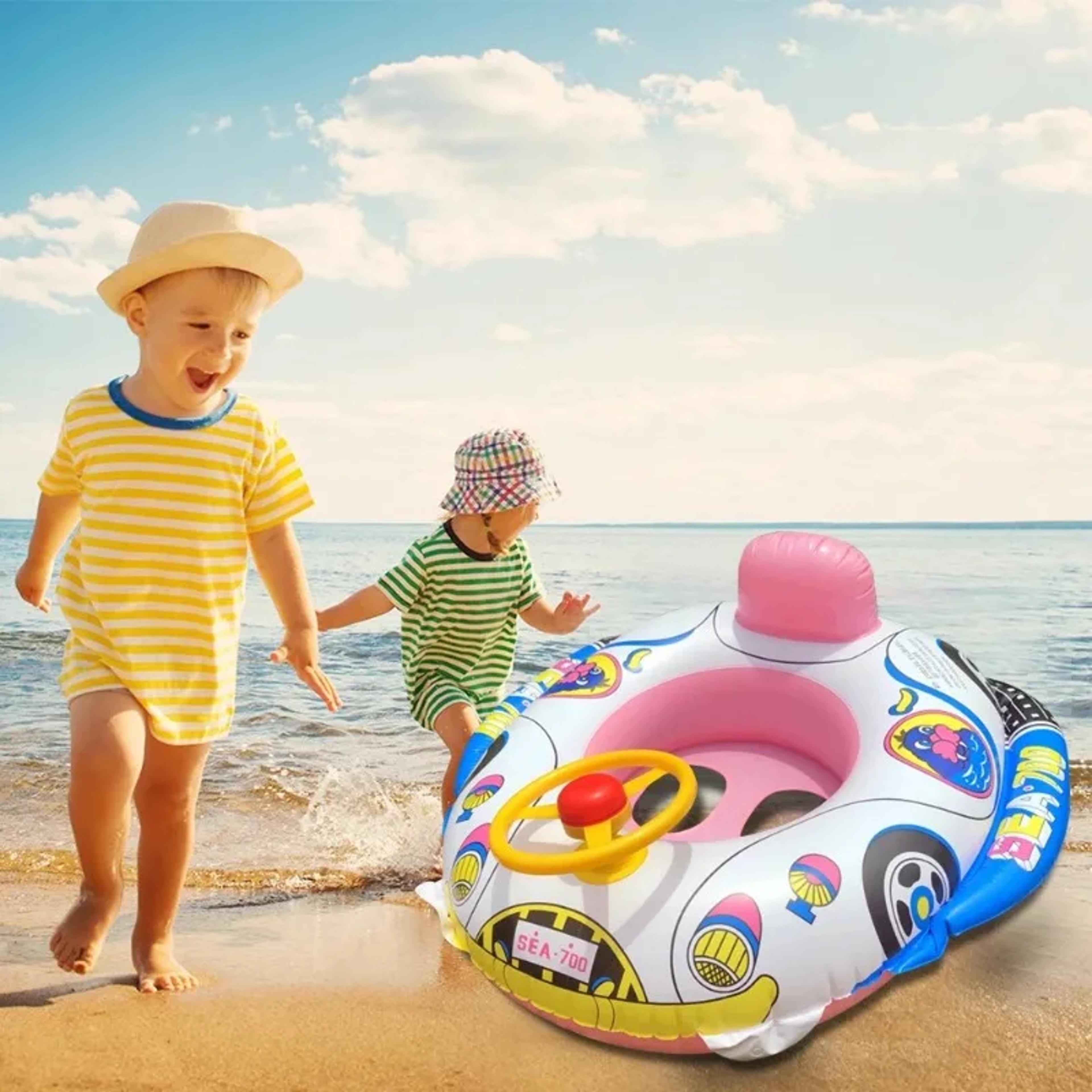 cartoon car inflatable baby pool float seat toddler swim ring water toy chair