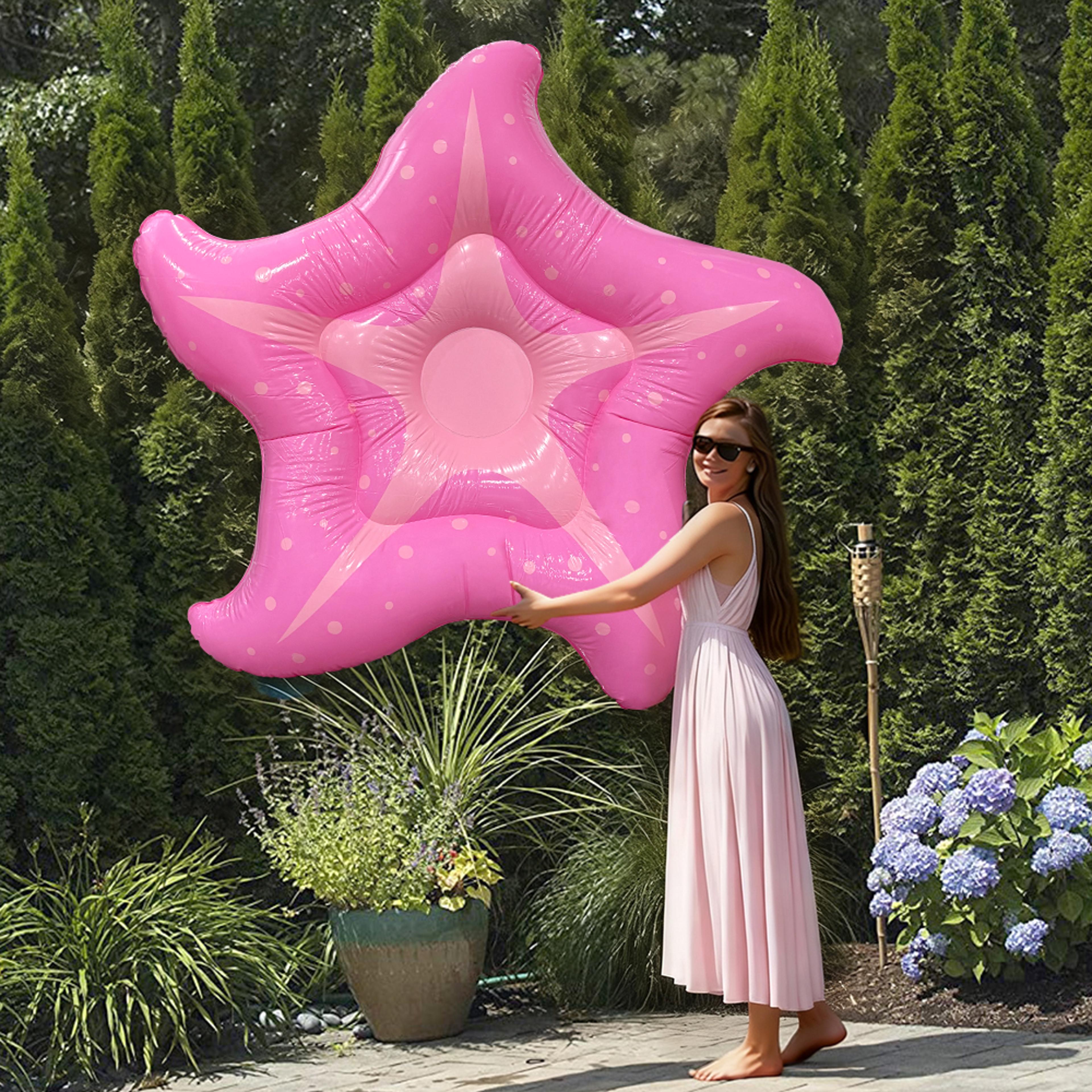 giant pink star inflatable pool float lounge bed for adults pool party beach relaxation