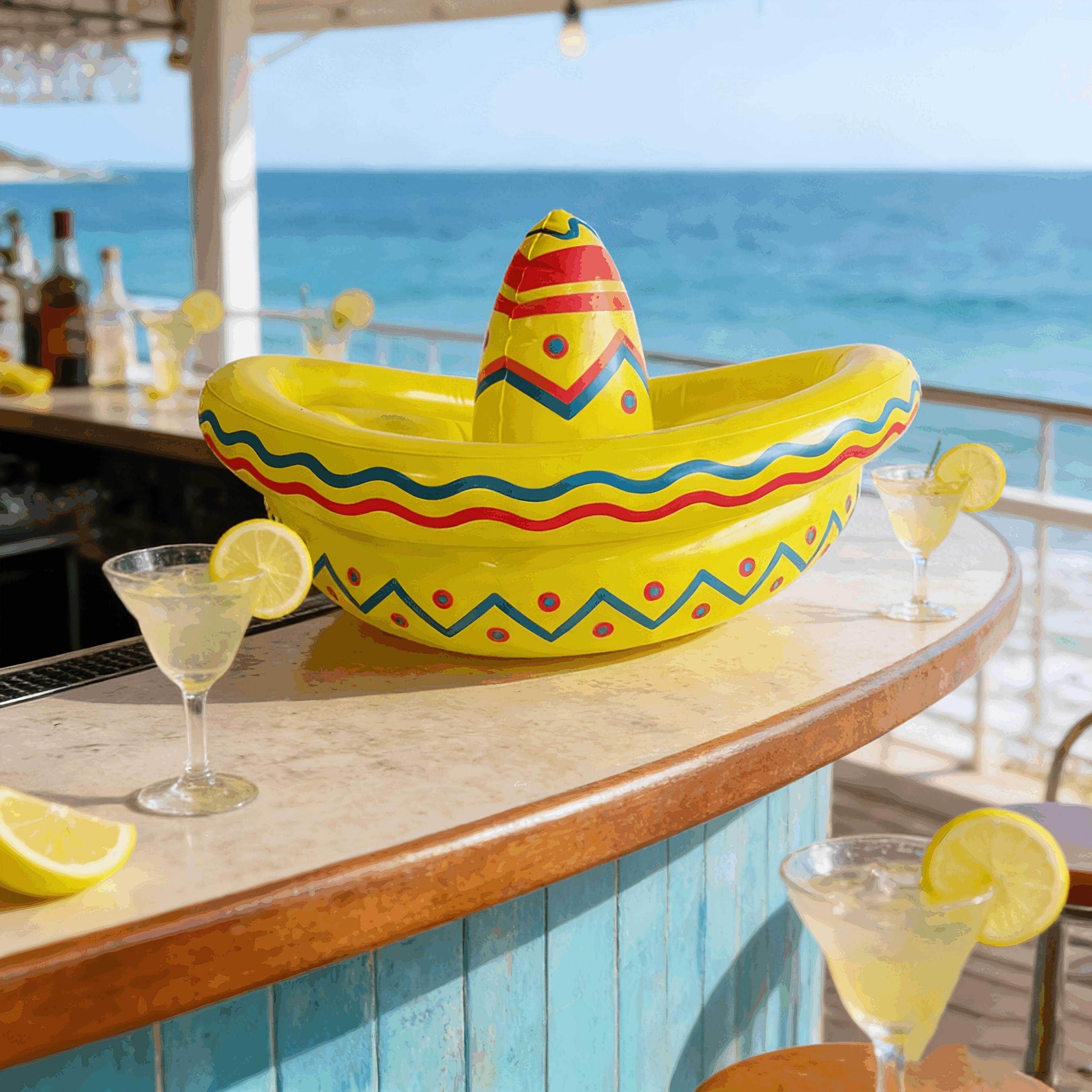 inflatable wide brim hat ice bucket floating pool beverage cooler for parties