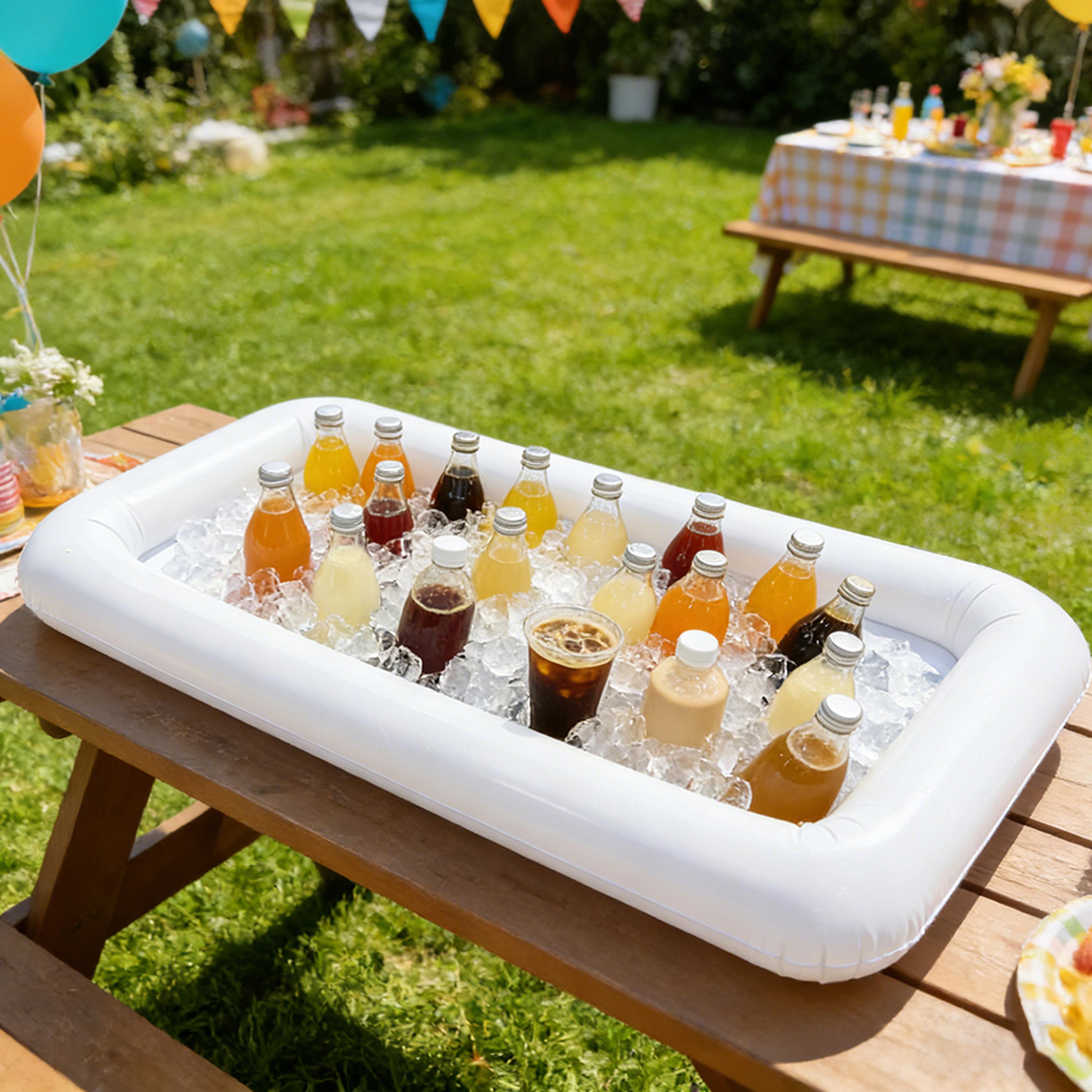 inflatable ice bar cooler float for drinks & snacks pool & beach party tray