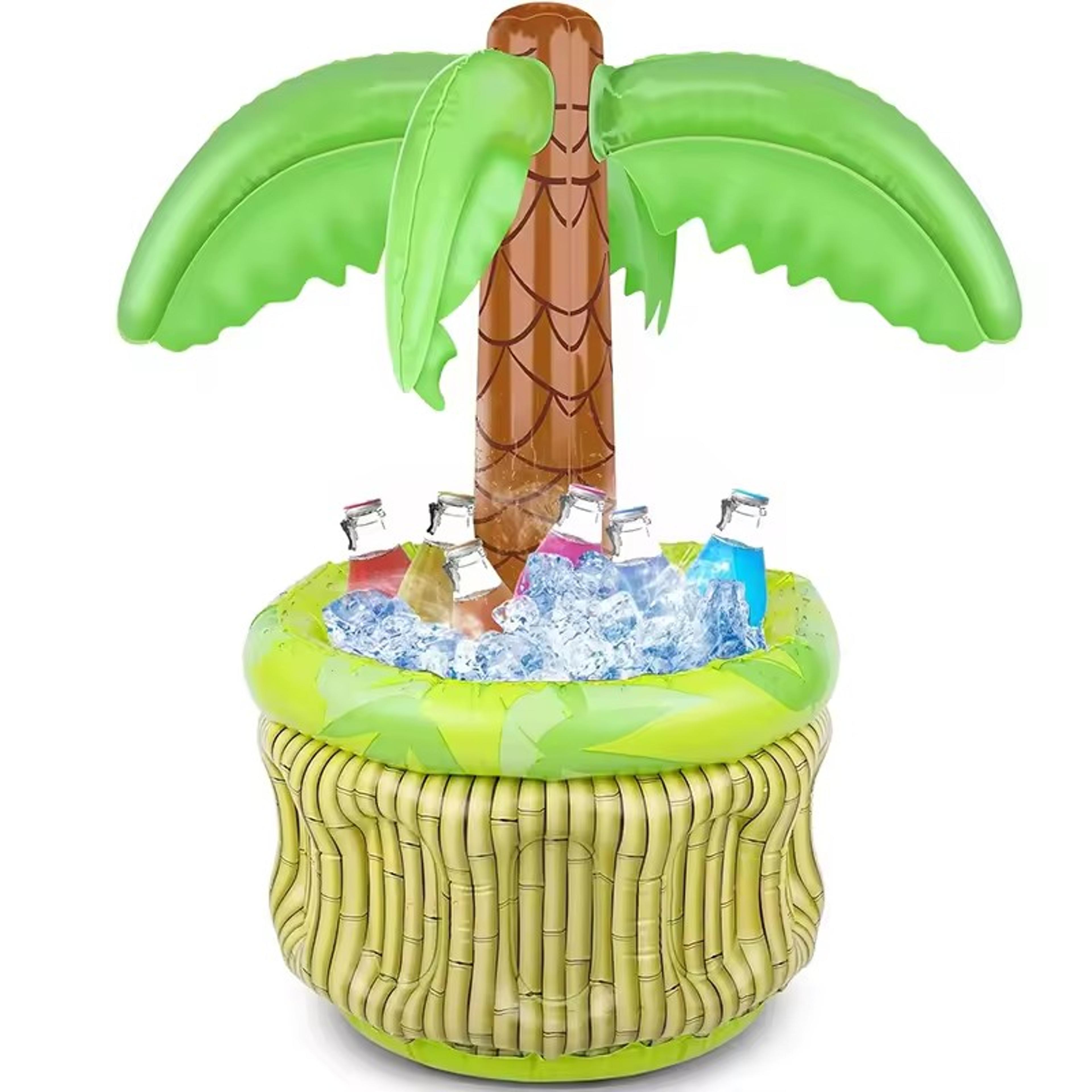 inflatable palm tree cooler ice bucket tropical pool party drink holder decoration
