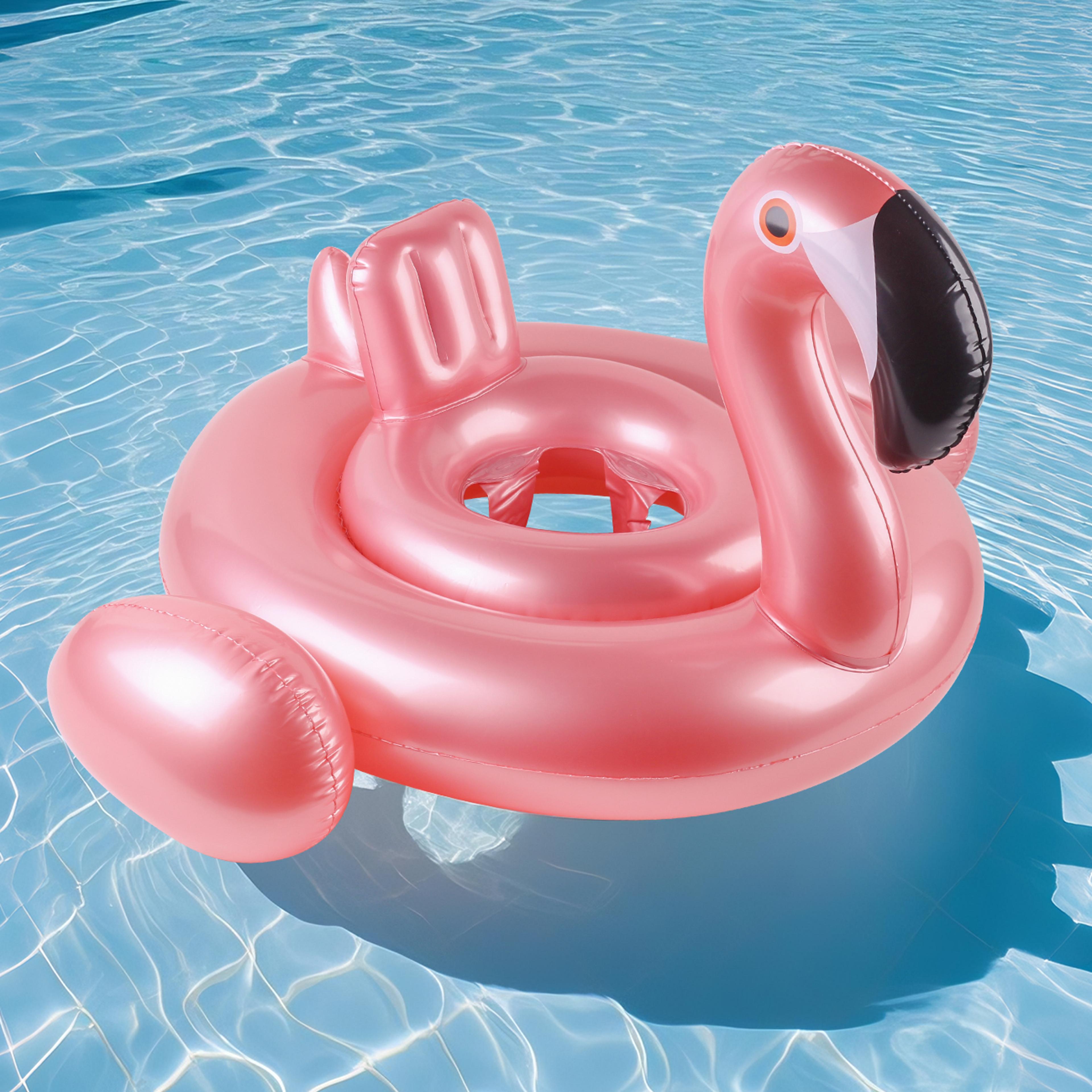 flamingo inflatable pool float seat ring for summer pool and beach parties