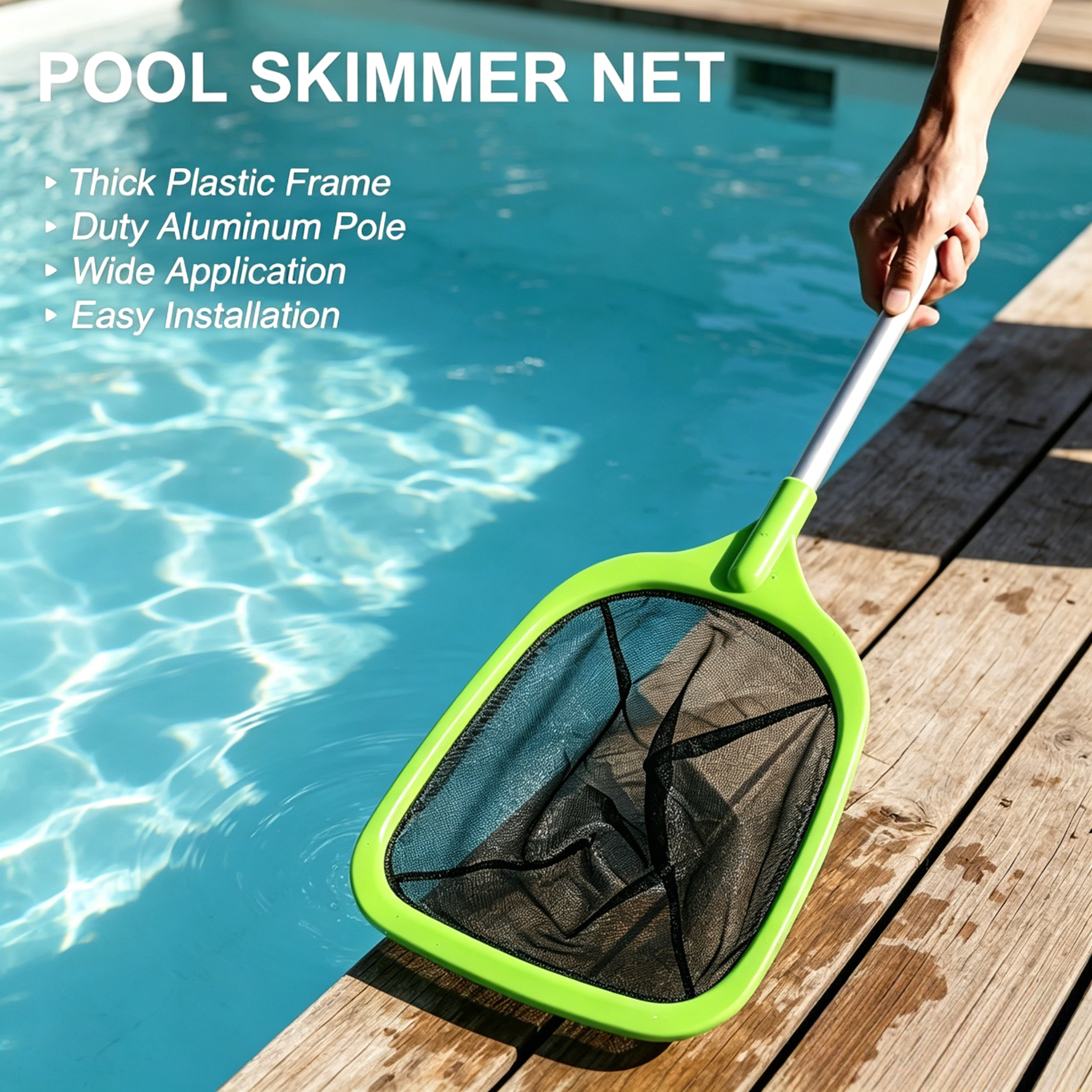 fine mesh pool leaf skimmer net with metal pole for pools spas and hot tubs