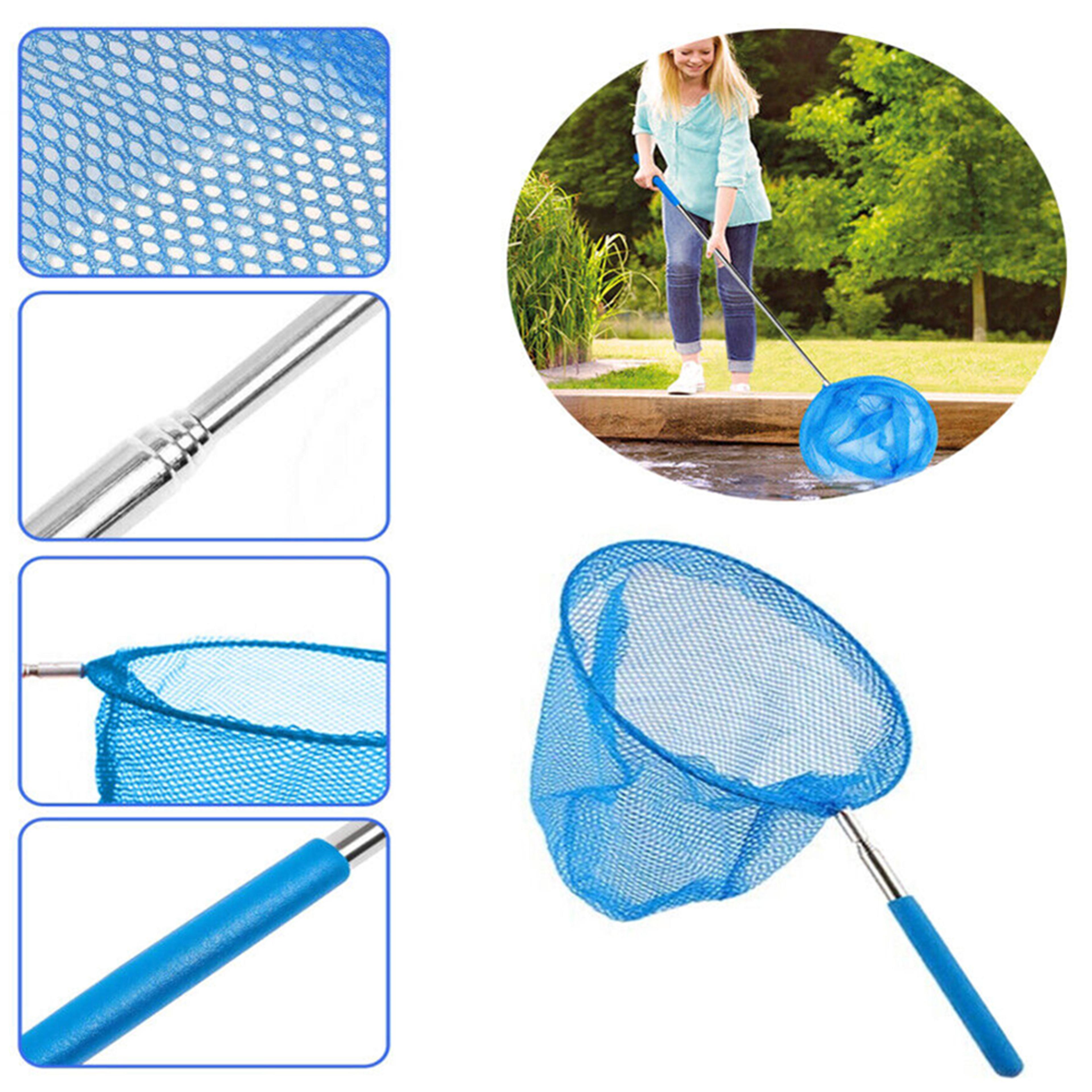 telescopic pool skimmer net with fine mesh leaf rake