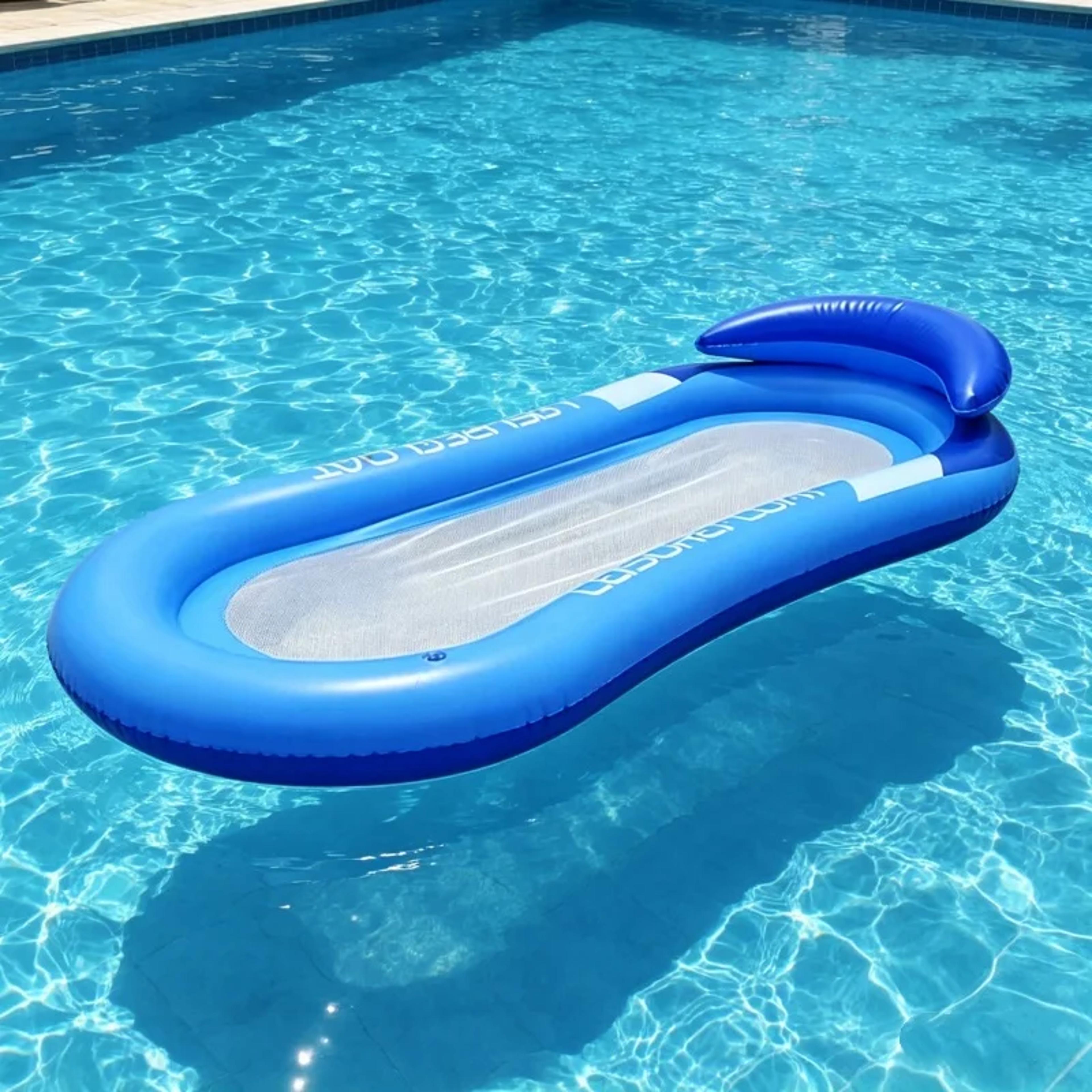 inflatable pool lounger with net backrest foldable adult pool float