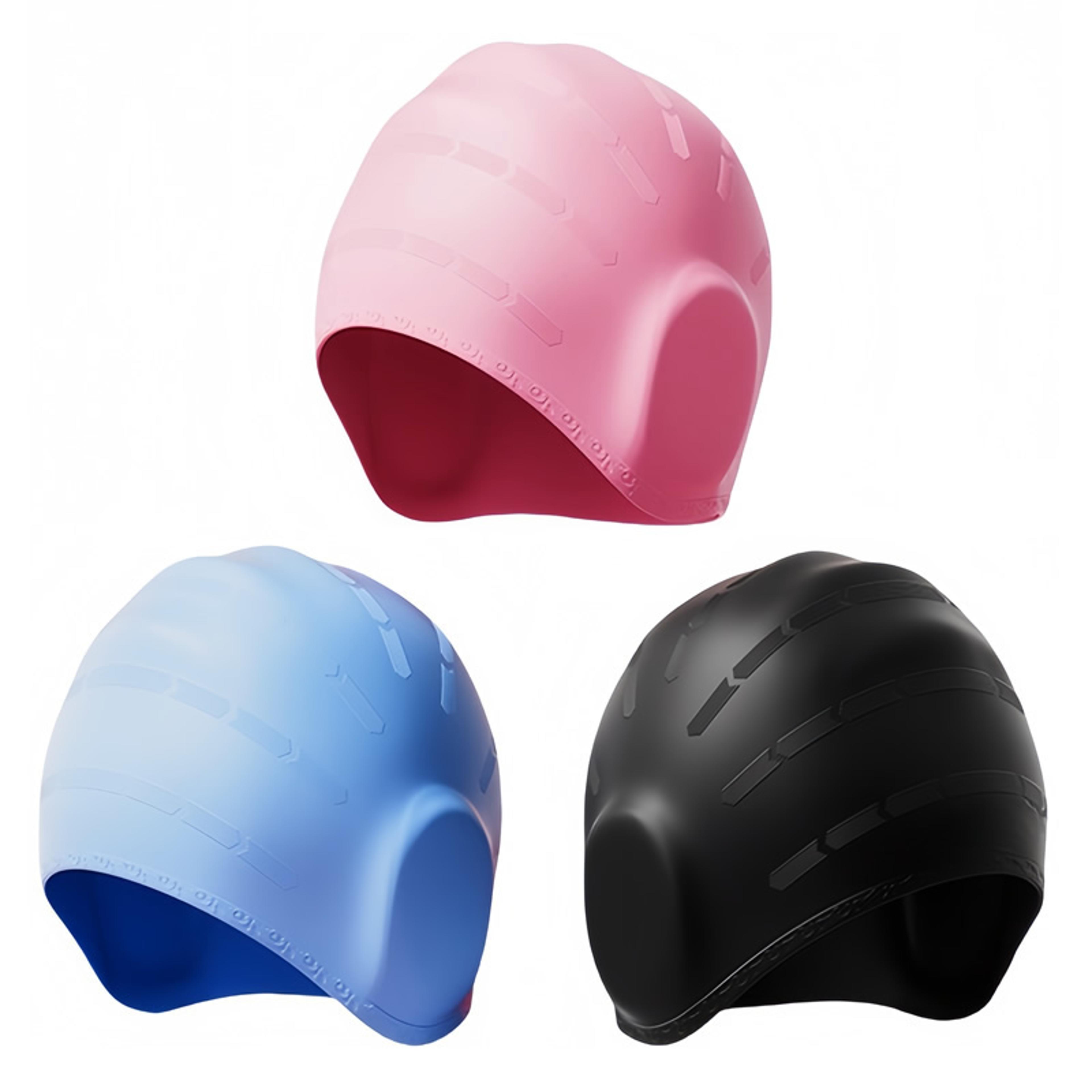 waterproof silicone swim cap for long hair with ear protection