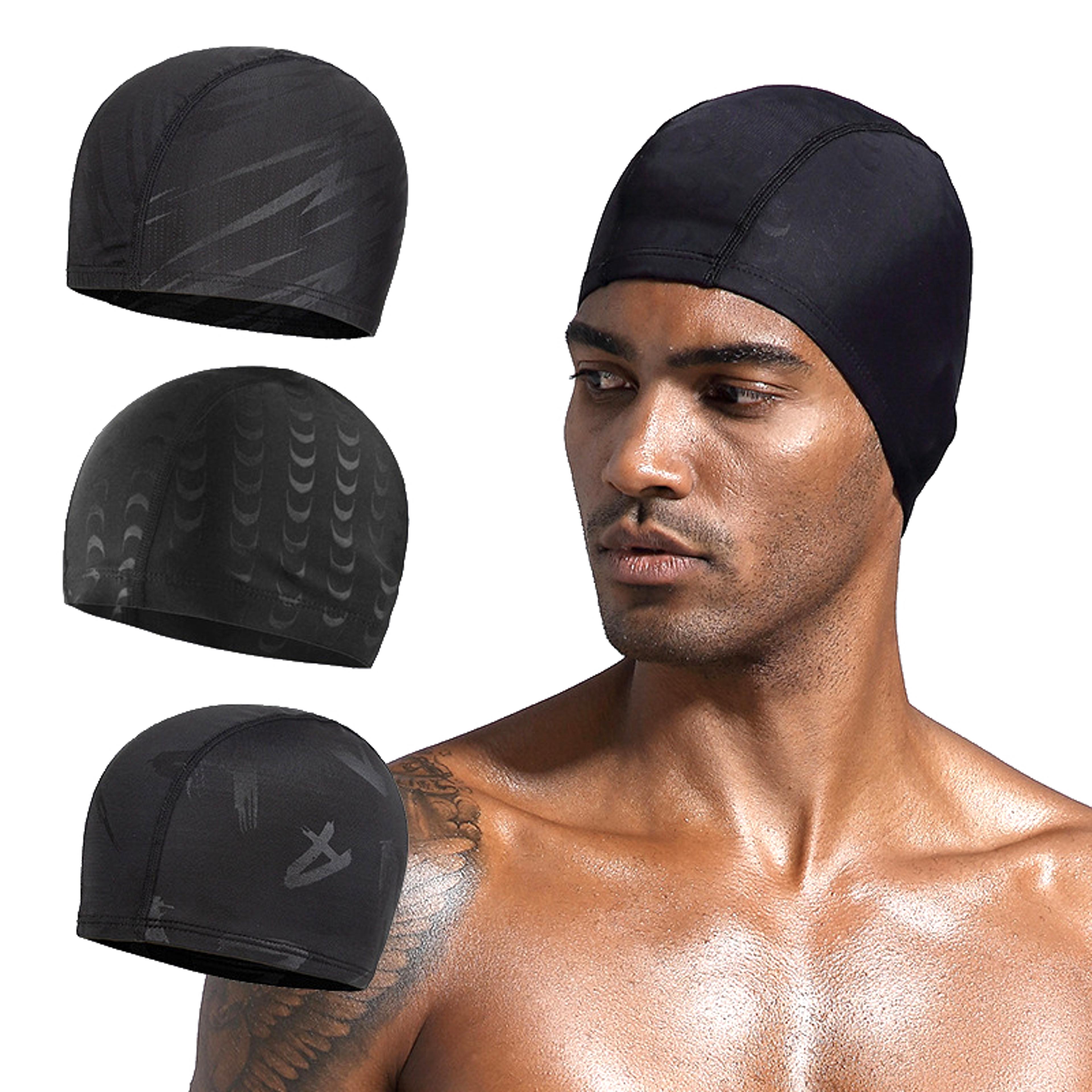 black lightning swim cap for men and women