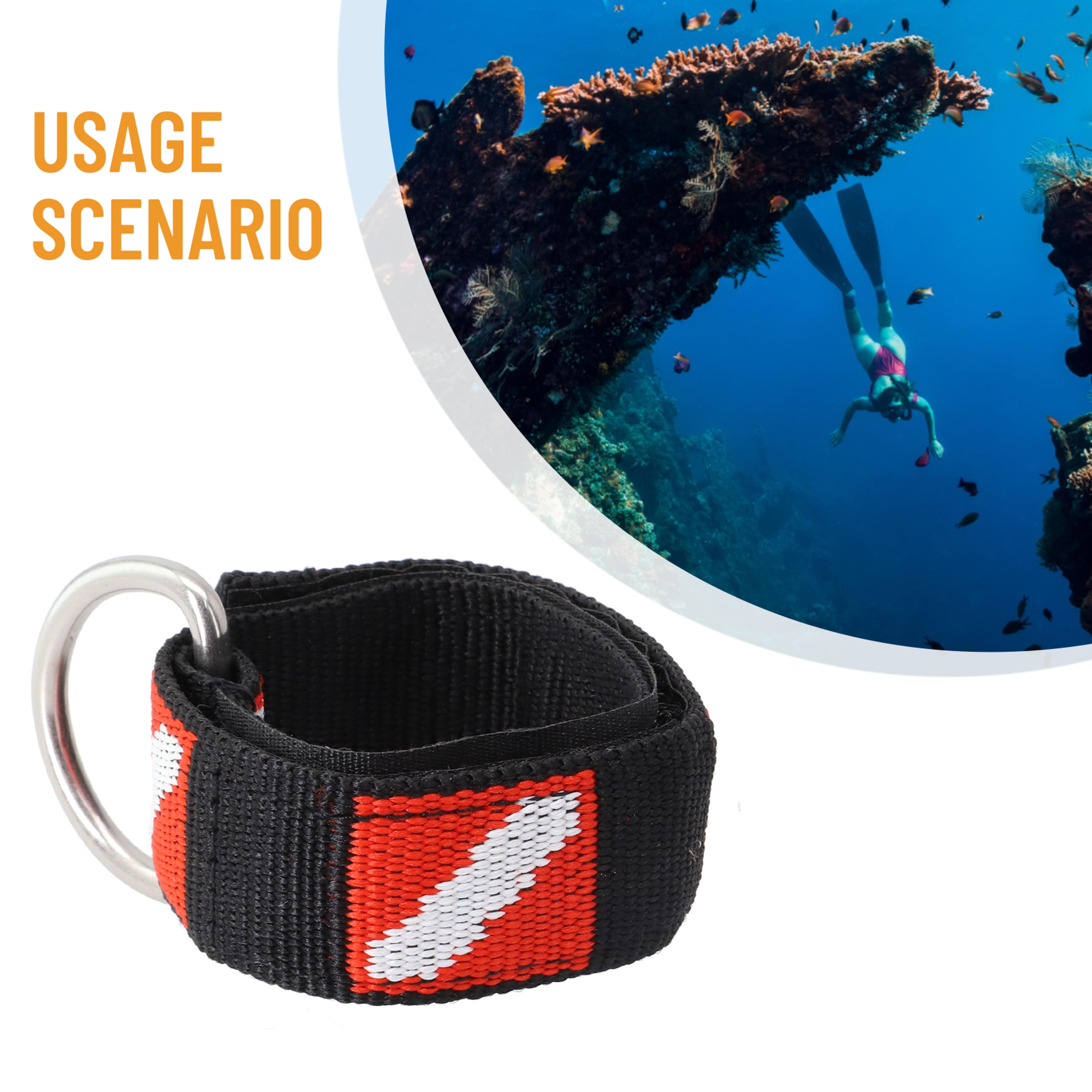 adjustable scuba diving wrist strap with metal d ring lanyard