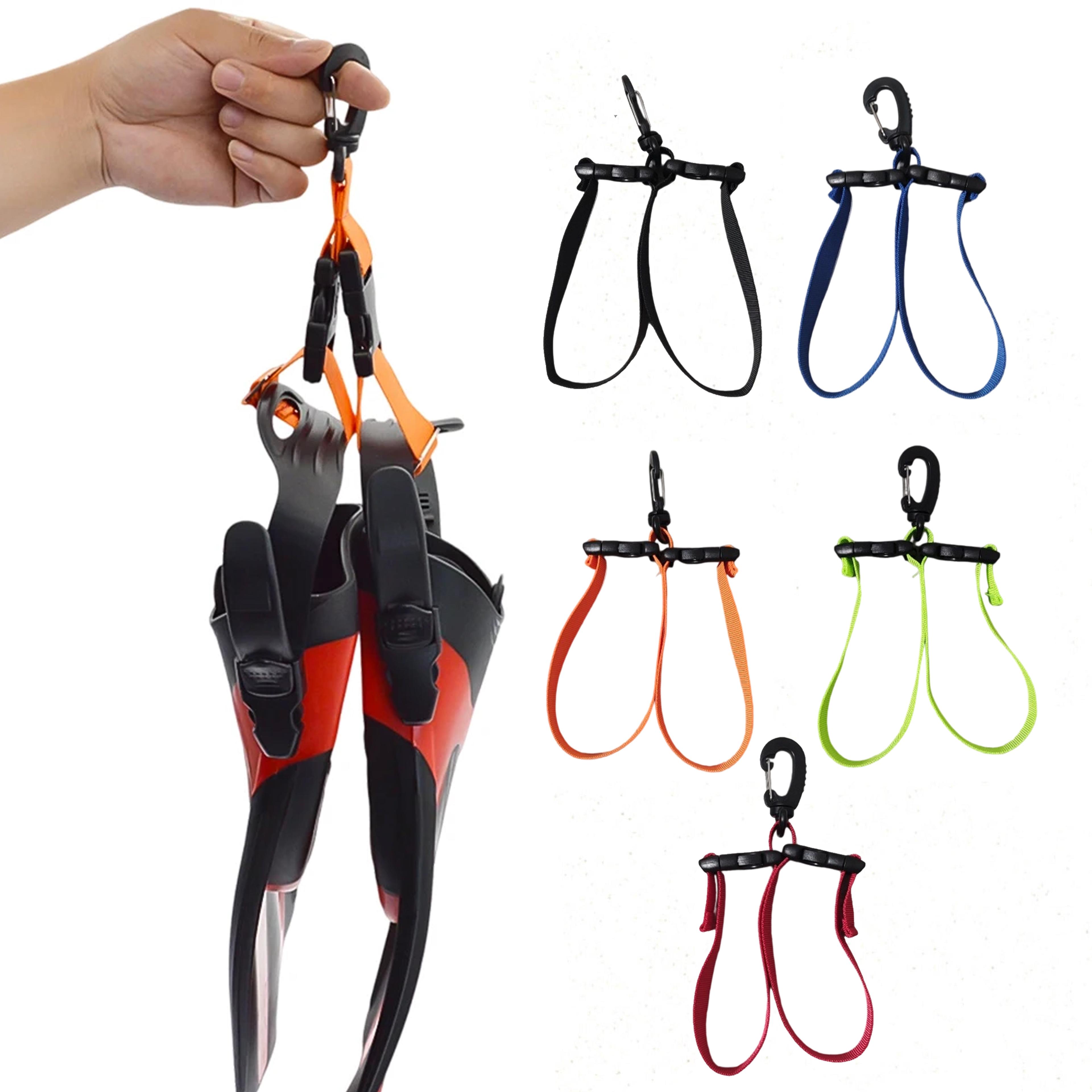 hands free scuba fin holder and diving mask holder with quick release bcd clip
