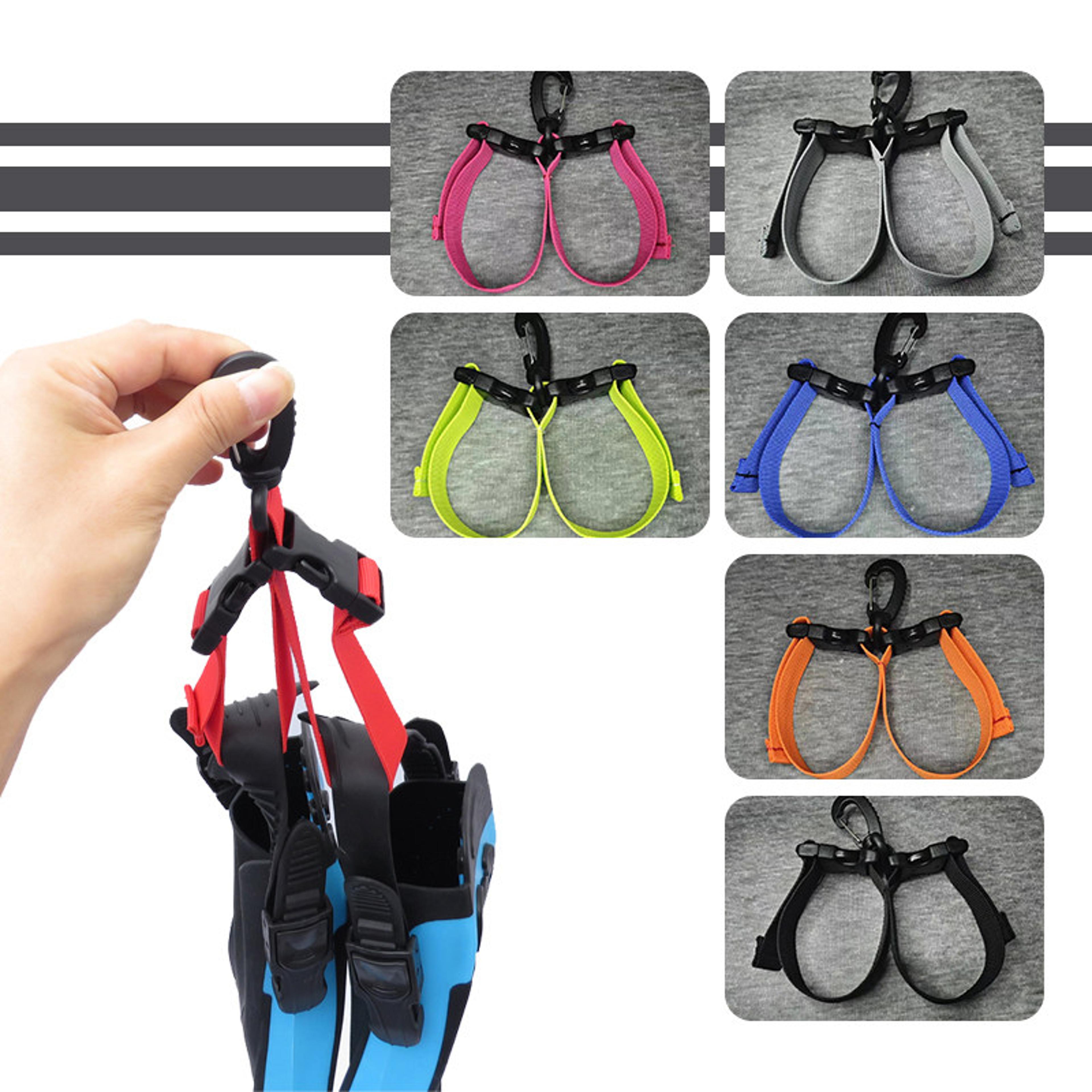 quick release scuba fin and mask holder strap with bcd clip