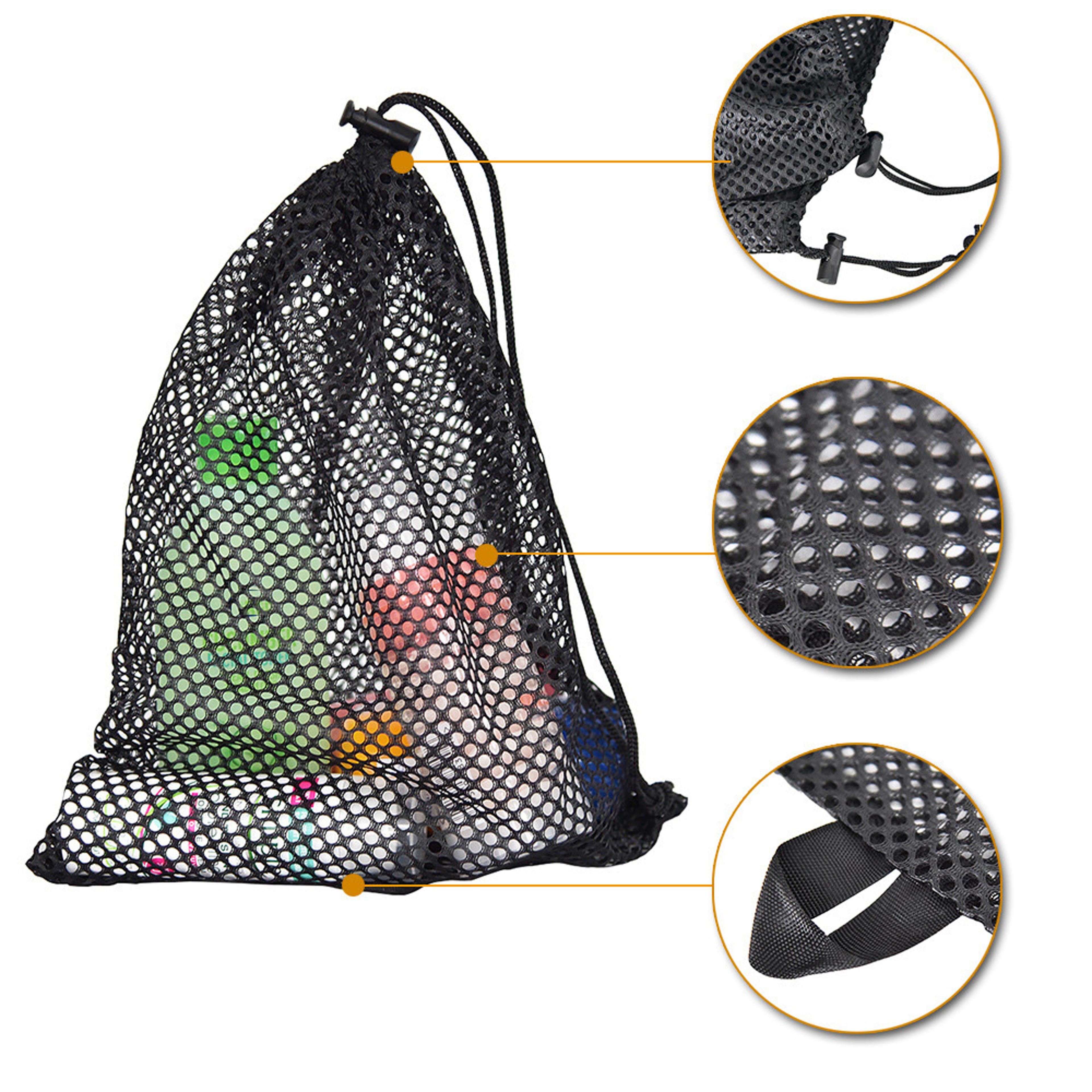 outdoor mesh drawstring bag for beach, swimming and sports storage
