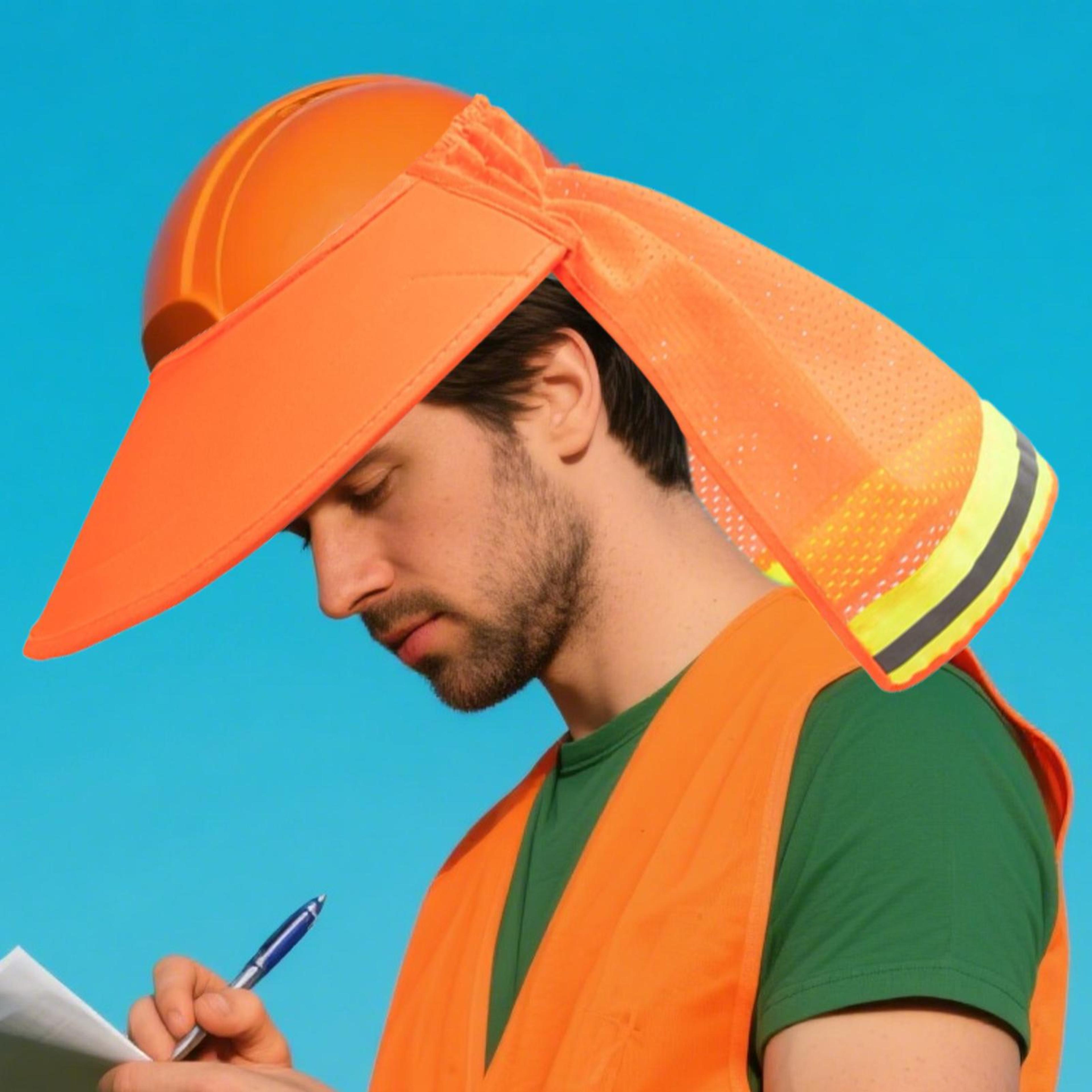 hard hat sun shade shield with mesh neck protection and full brim visor