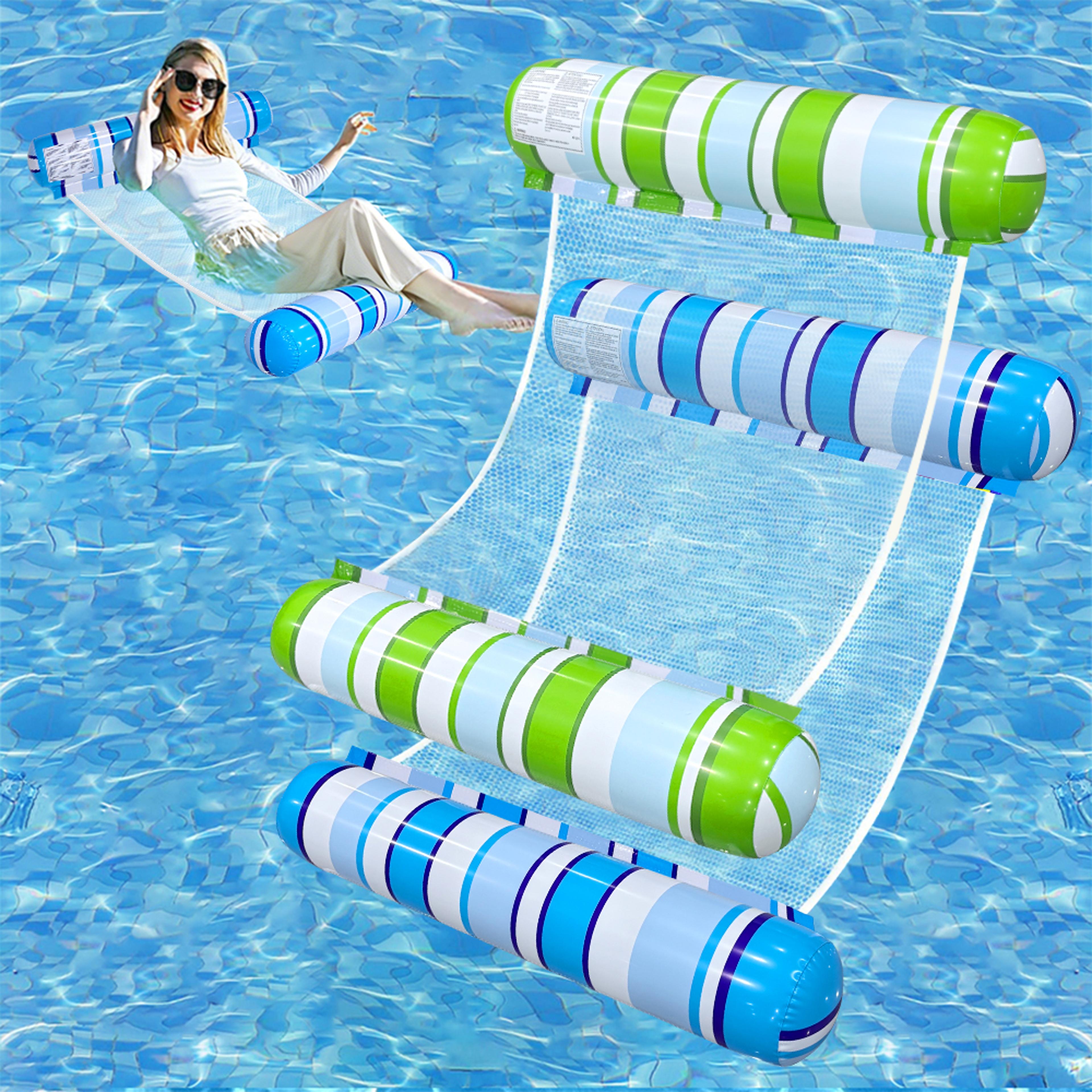 striped inflatable pool hammock floating lounge chair