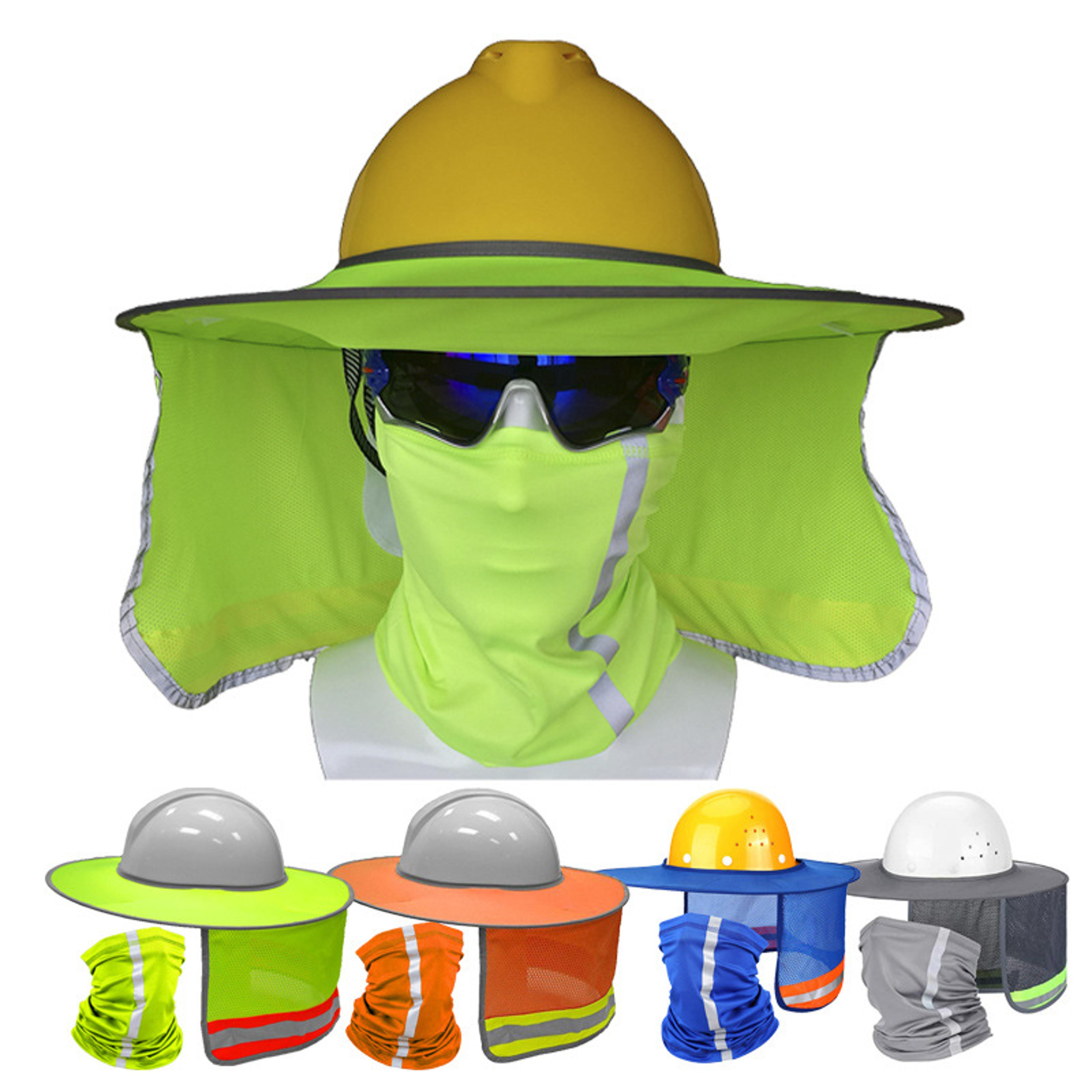 hard hat sun shade safety helmet sun visor with reflective neck shade