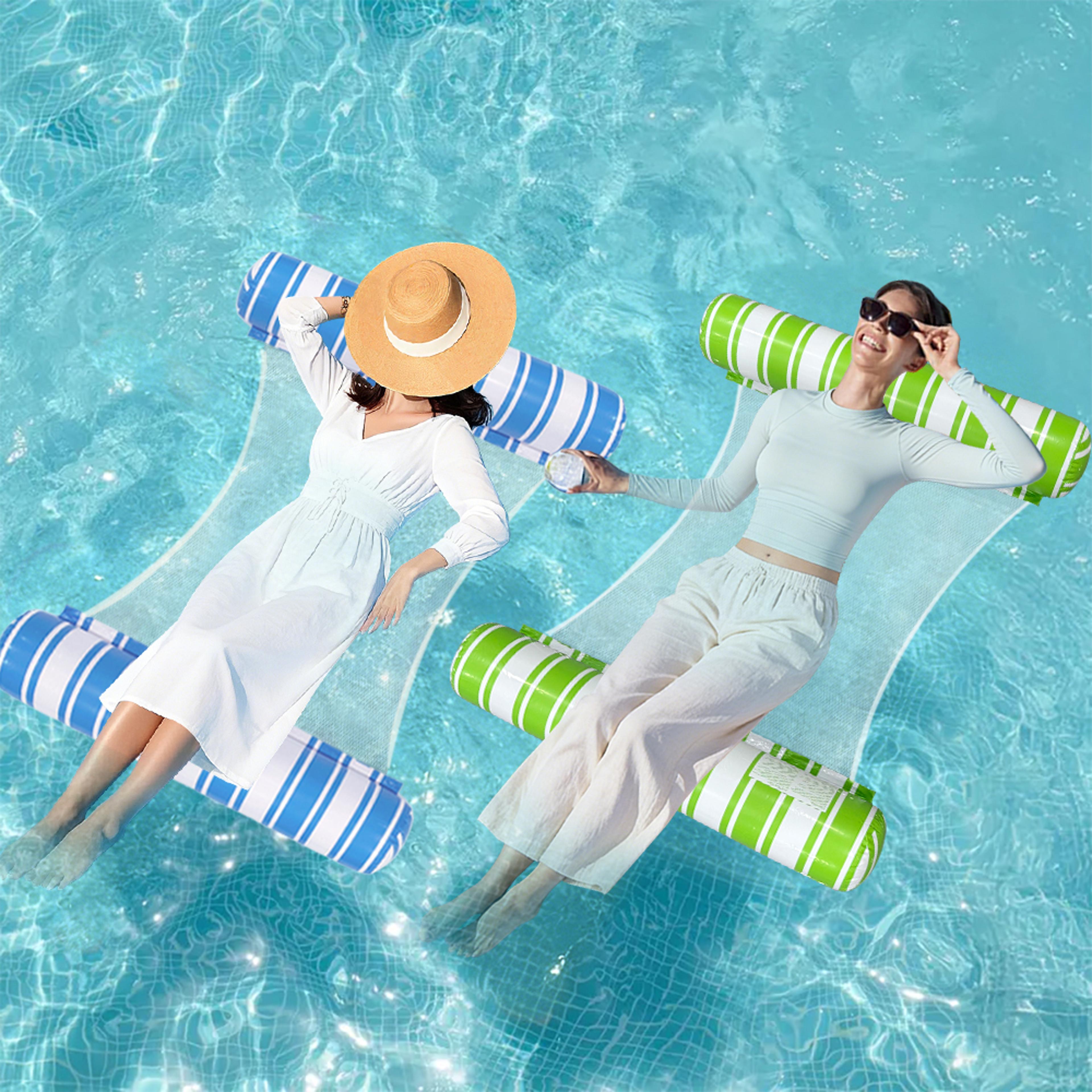 striped inflatable pool hammock float foldable pvc water lounge for beach and pool