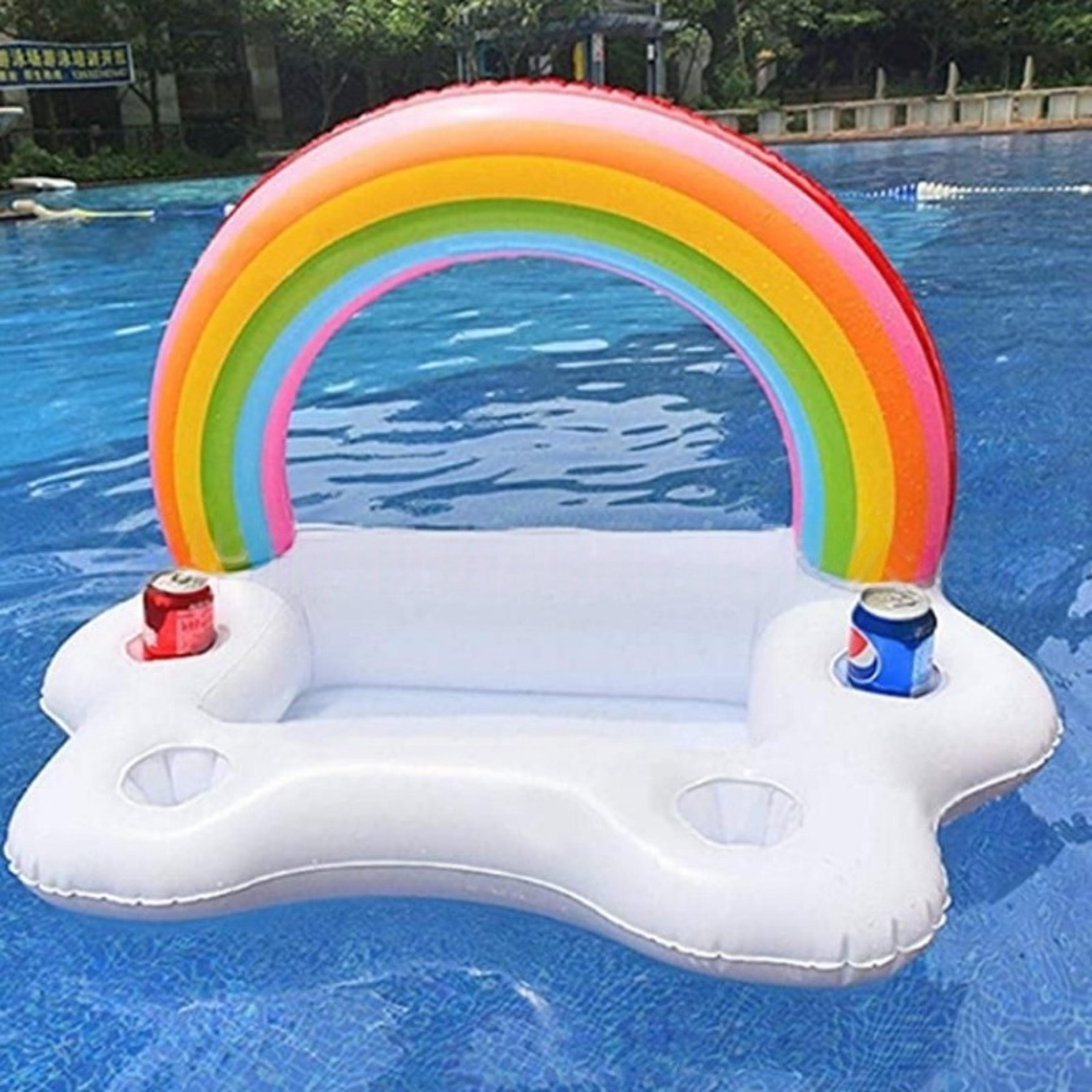 rainbow inflatable drink holder pool party ice bucket tray