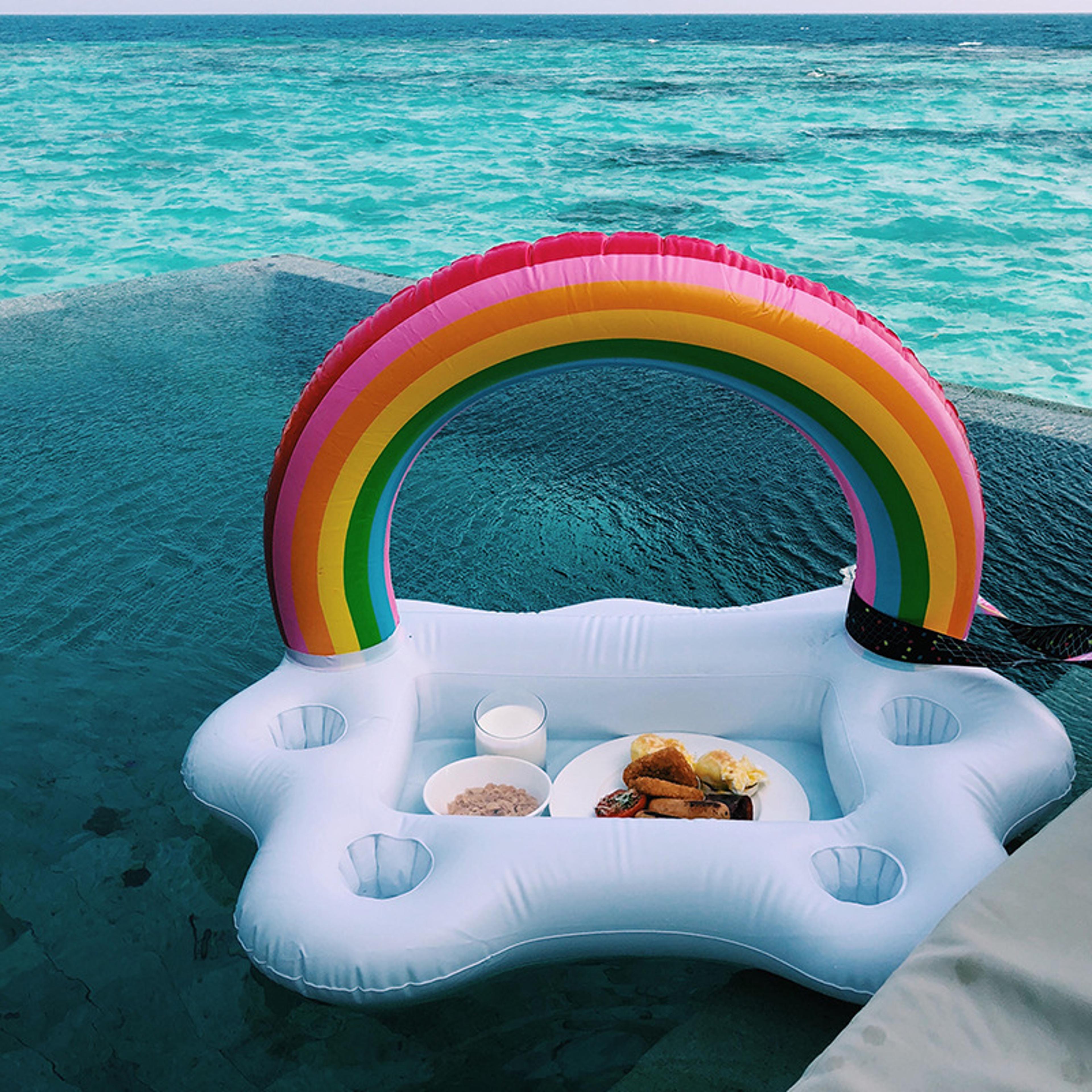 rainbow inflatable swim ring pool float for kids and adults
