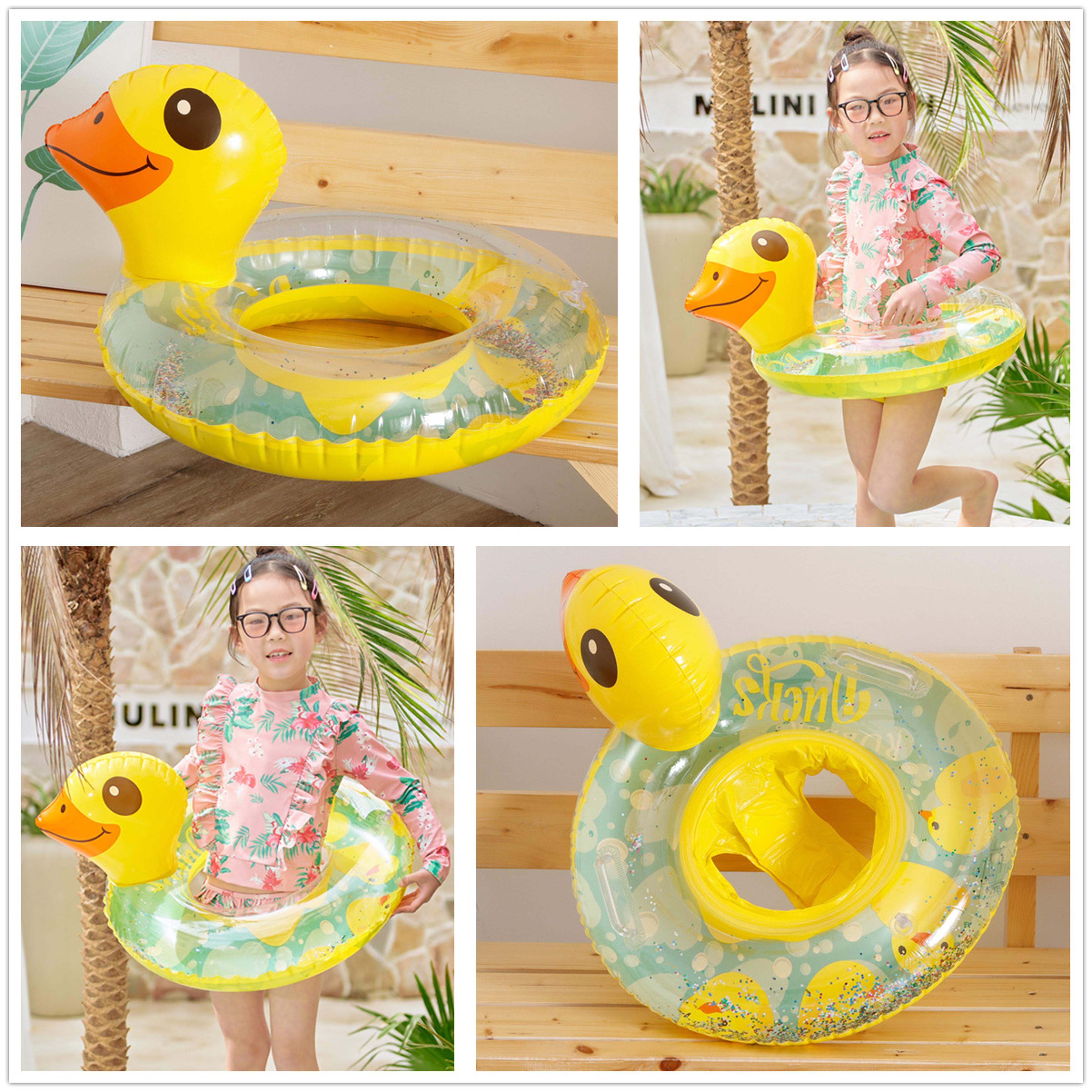 yellow duck kids swimming ring inflatable seat float for pool and beach play