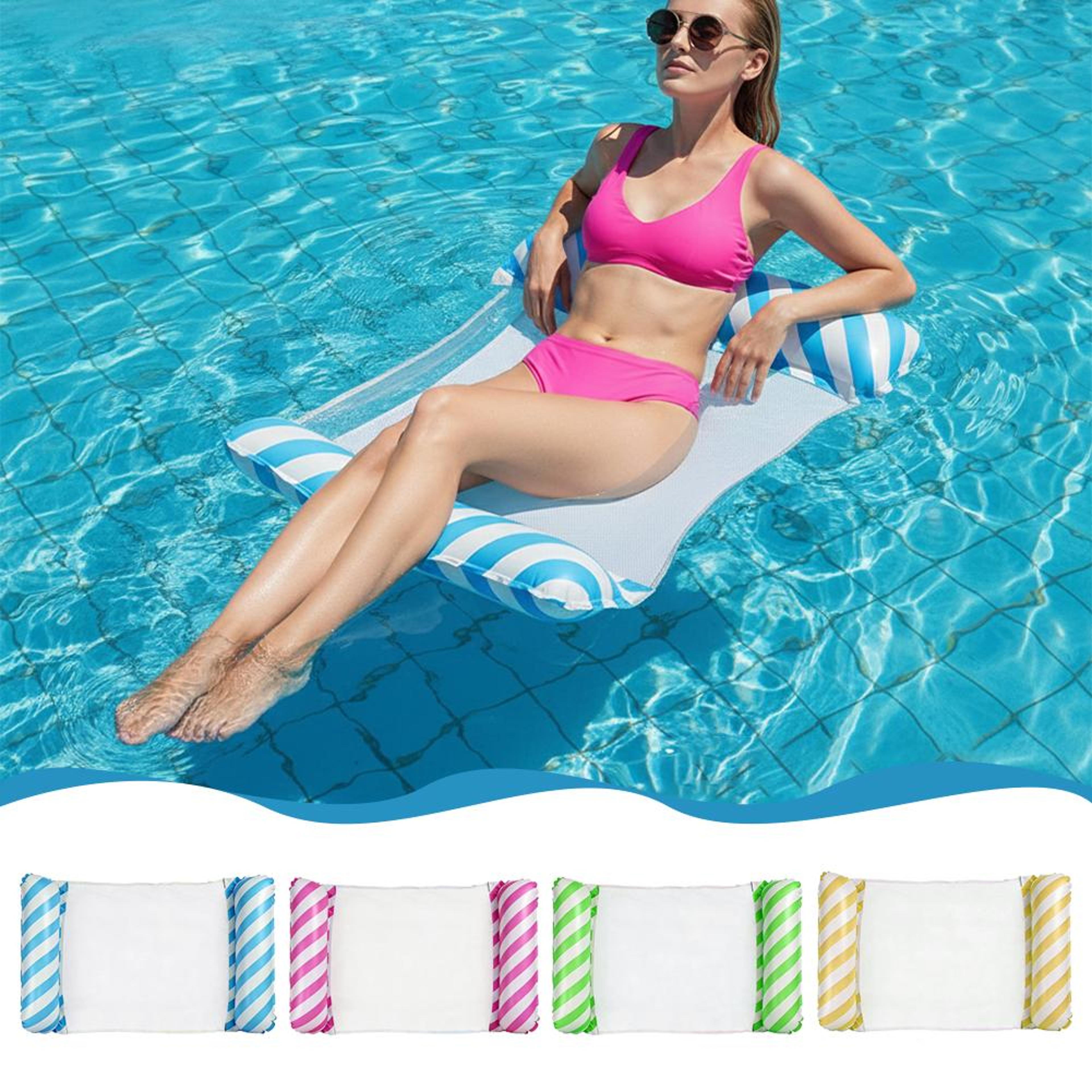 foldable inflatable pool lounger with backrest water hammock pool float chair