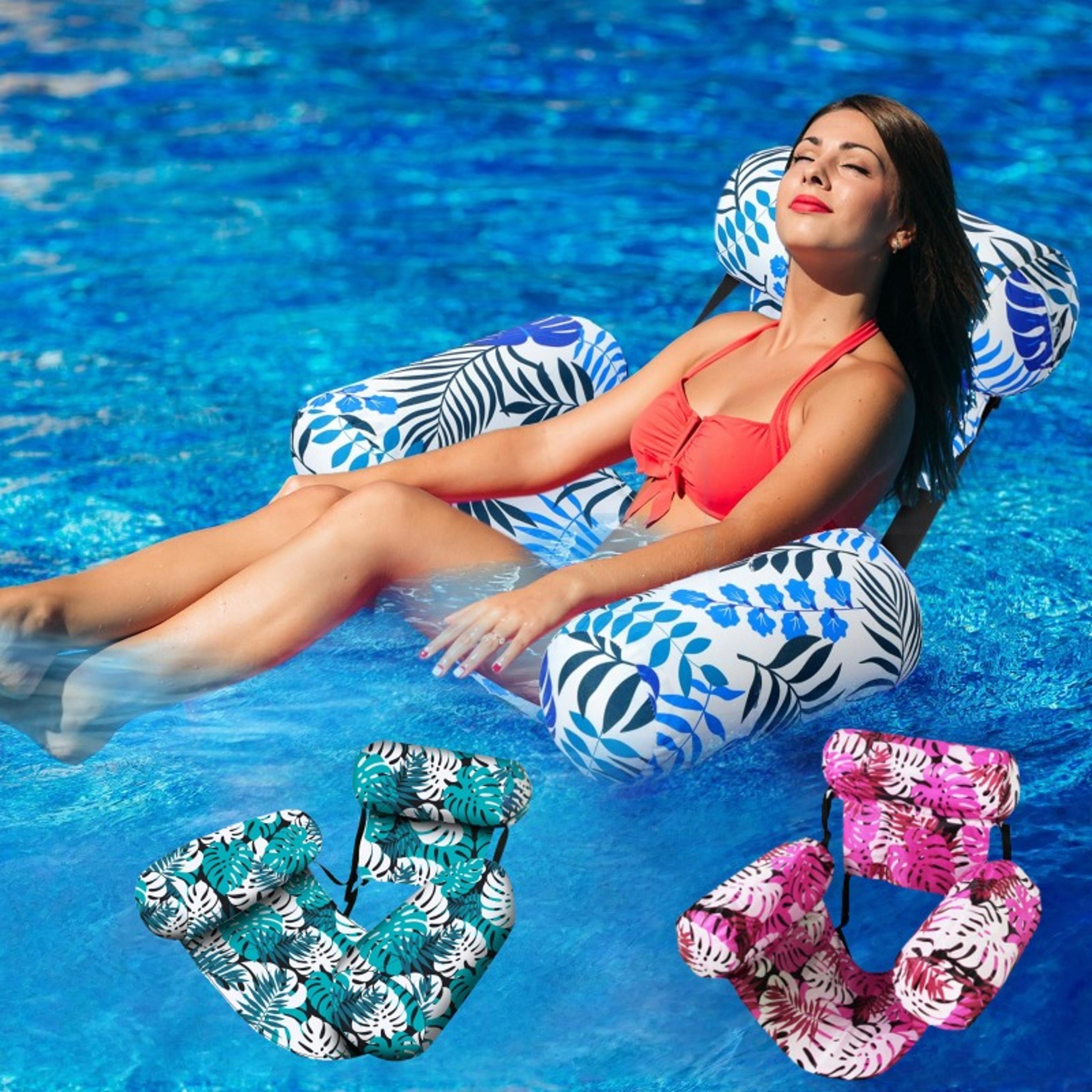 inflatable pool hammock lounger with armrests for beach pool relaxation