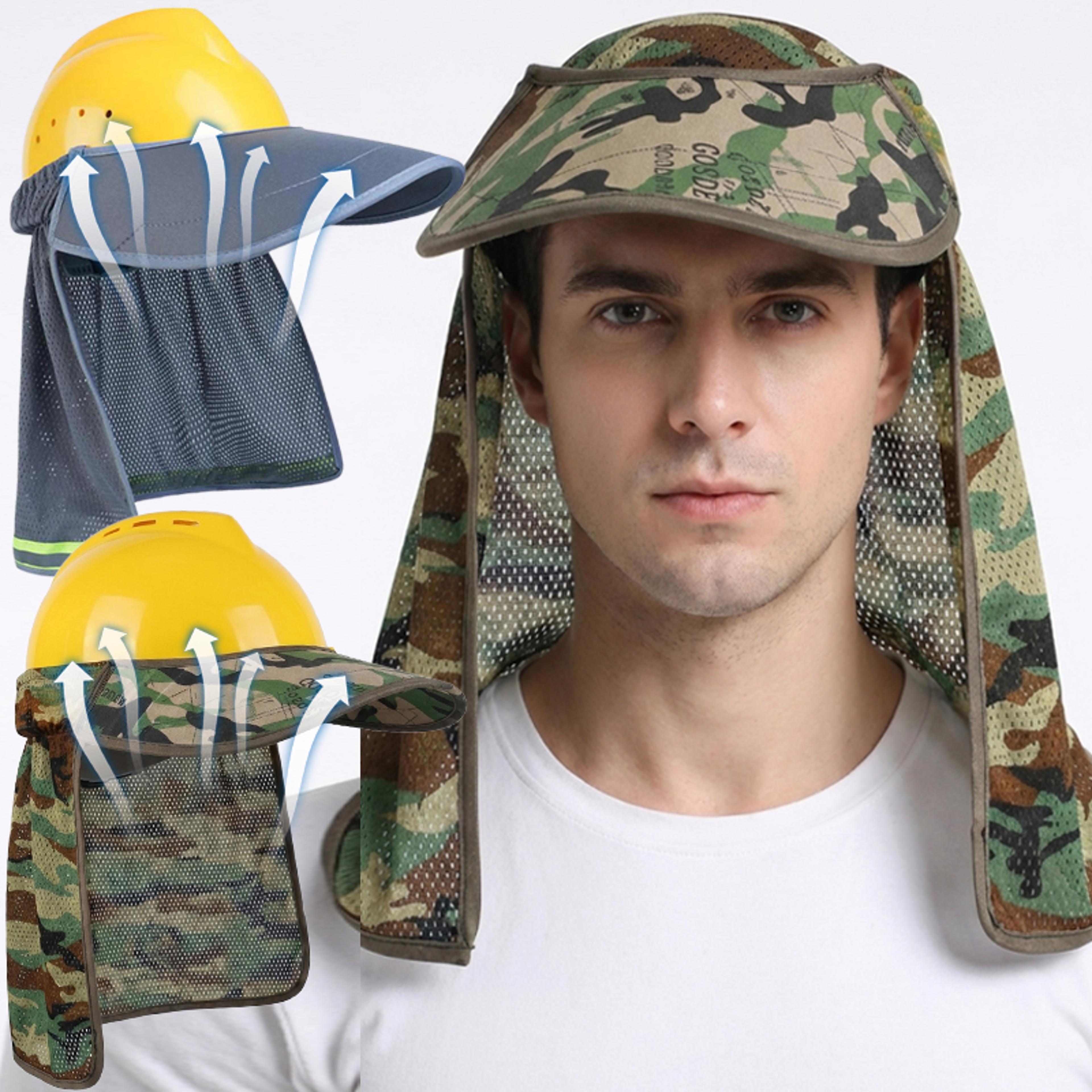 hard hat sun shade with neck flap uv protection cap for outdoor work