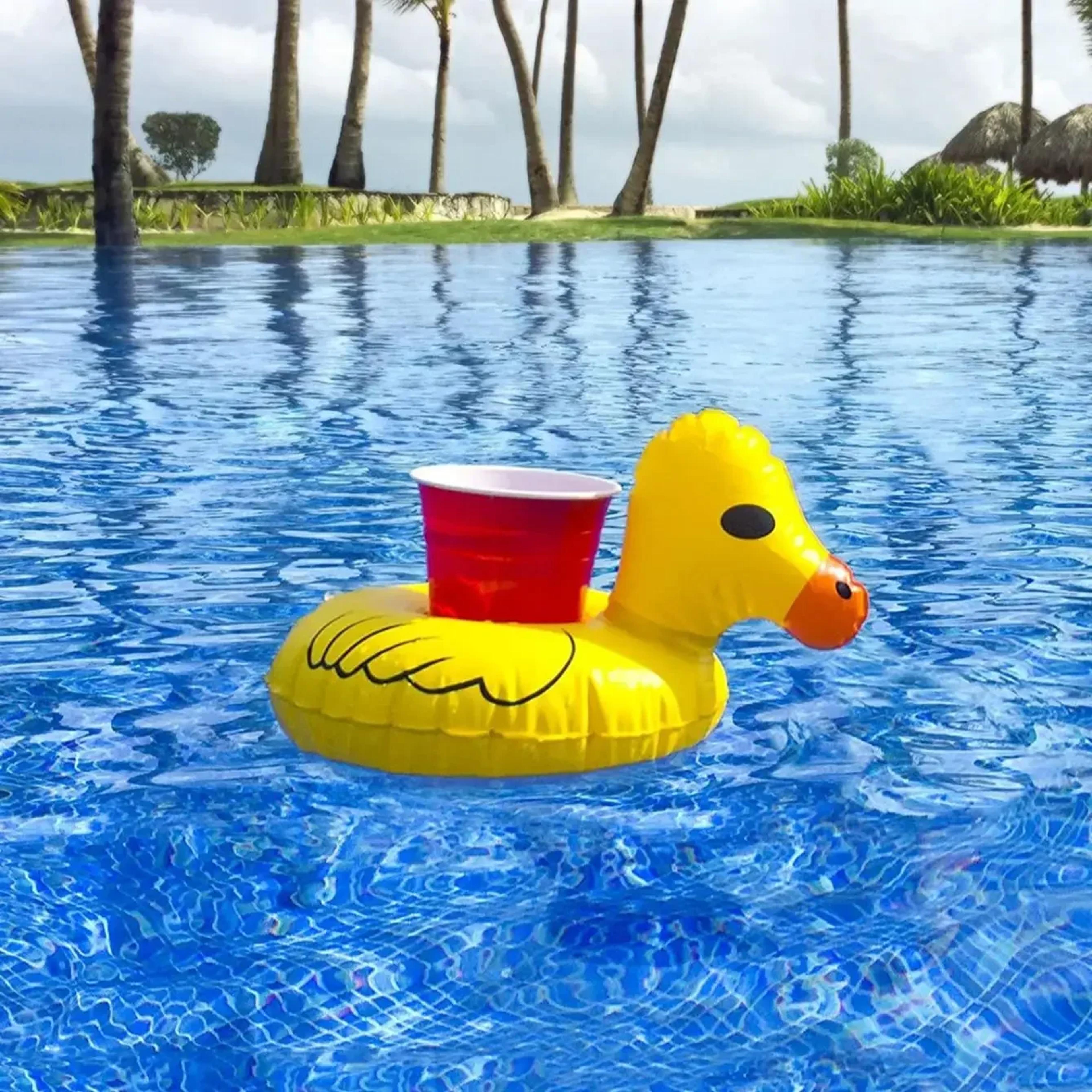 inflatable flamingo drink holder pool float for summer parties