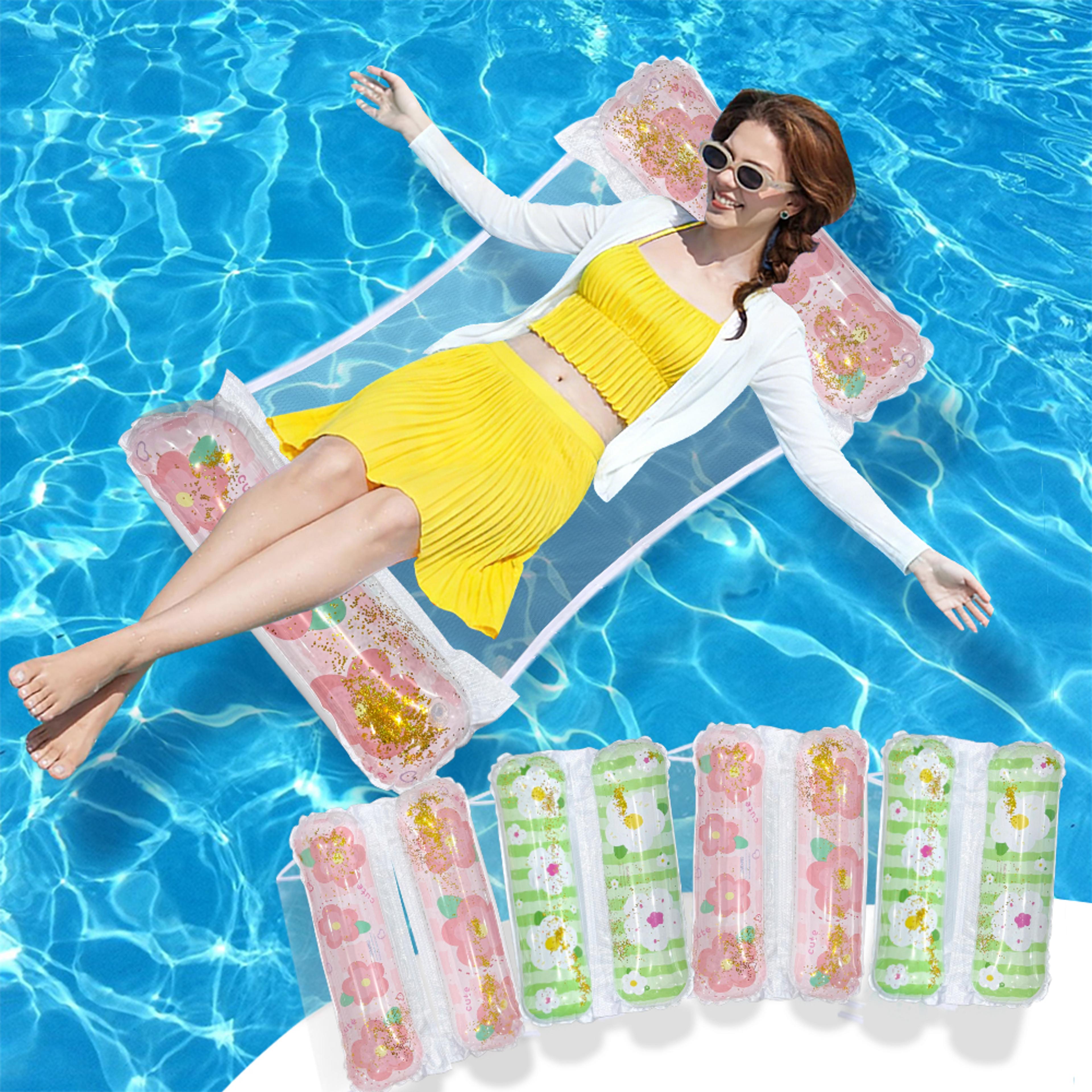 flower inflatable pool hammock portable floating lounge chair