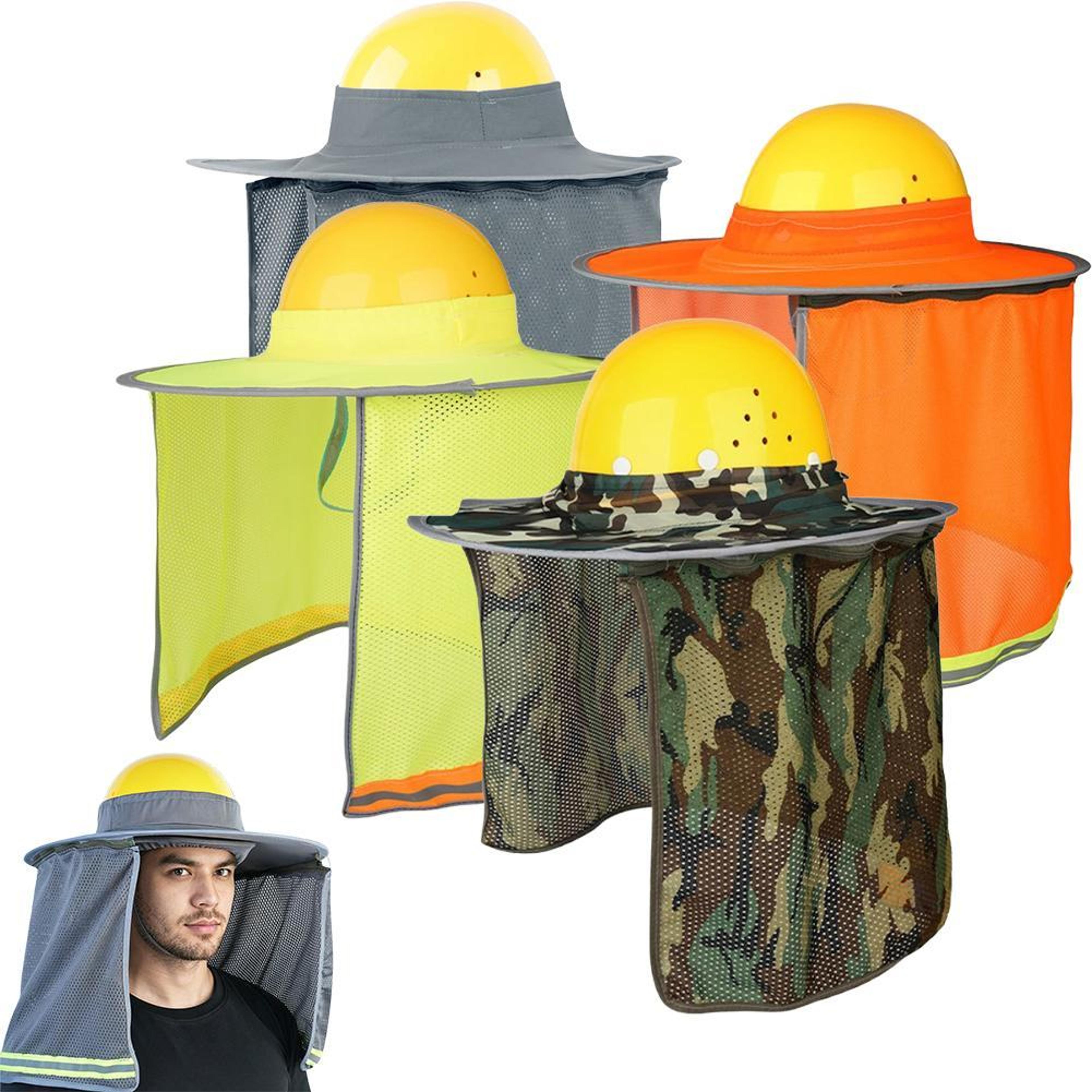 hard hat sun shade with reflective neck shield for outdoor work