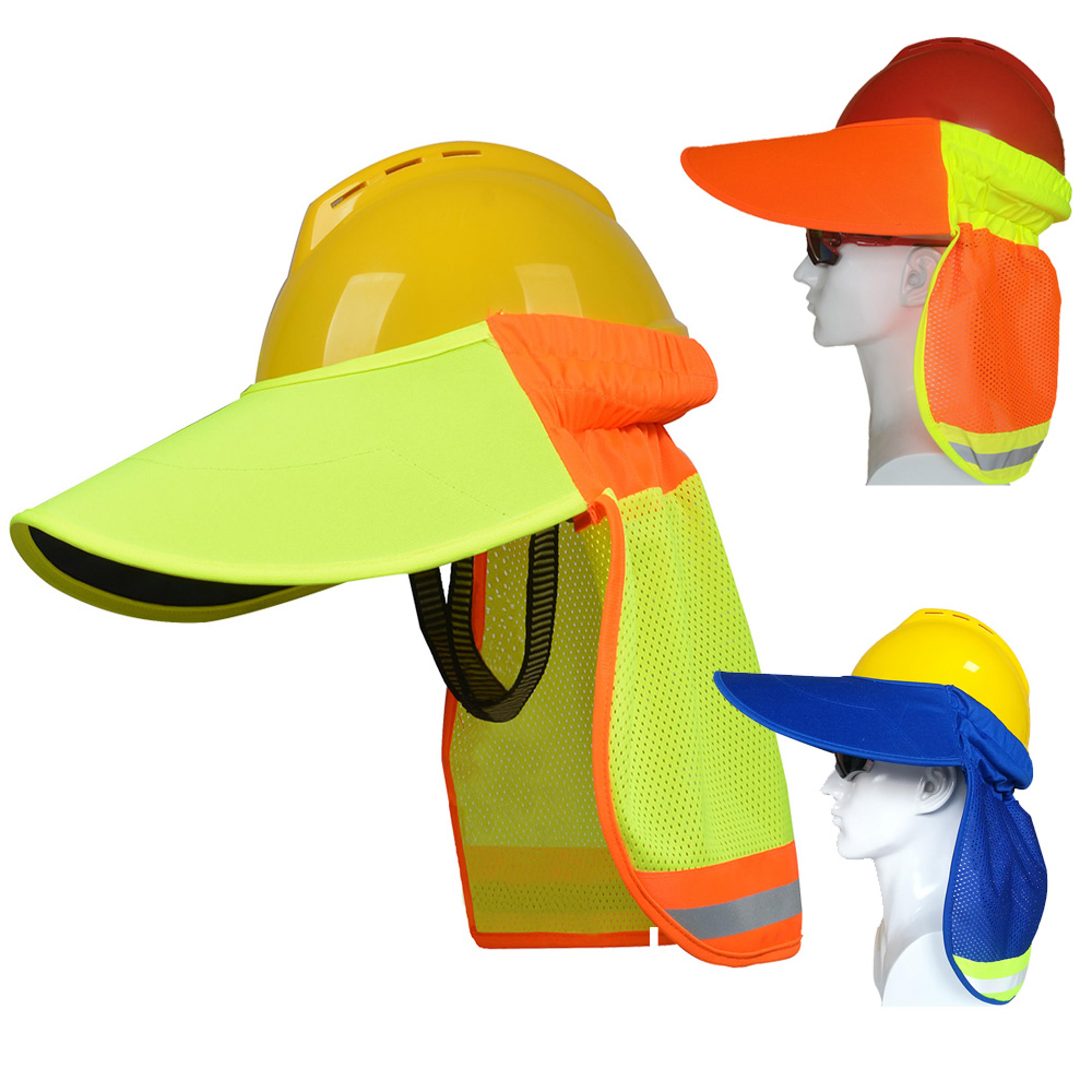 hard hat sun shade with neck cover and reflective visor