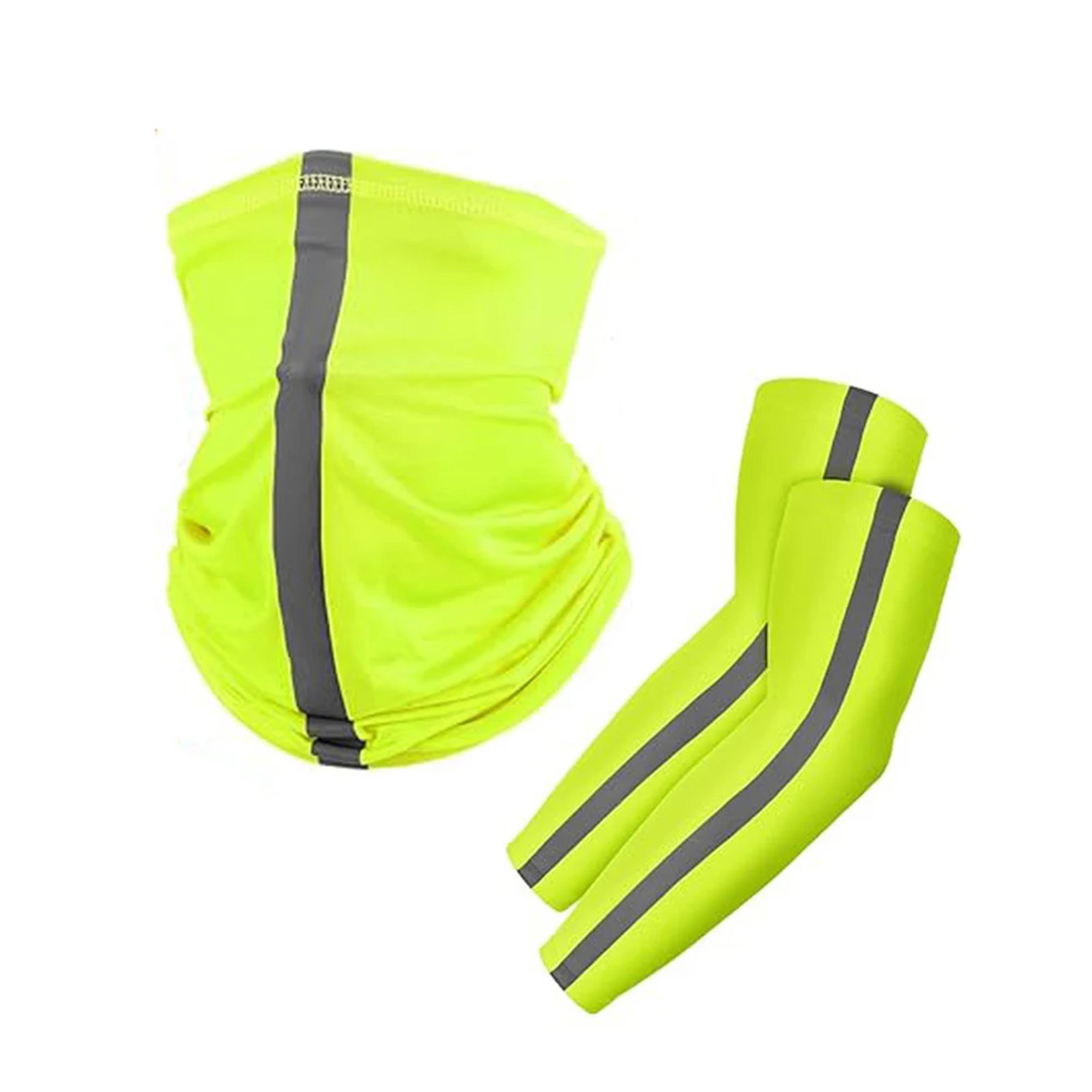 reflective uv face mask and sun protection suit set for cycling
