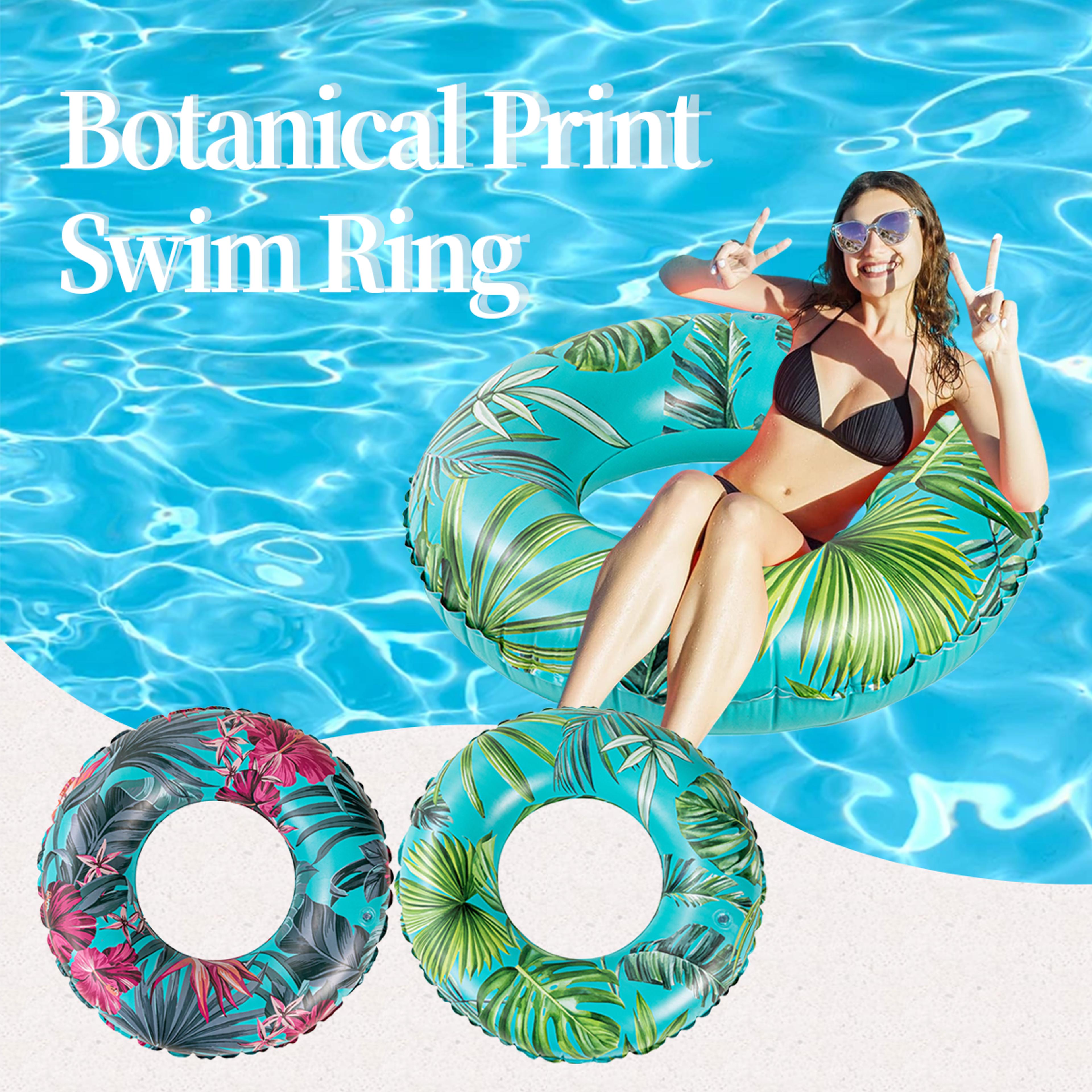 botanical leaf inflatable swim ring durable vinyl pool float for summer lounging
