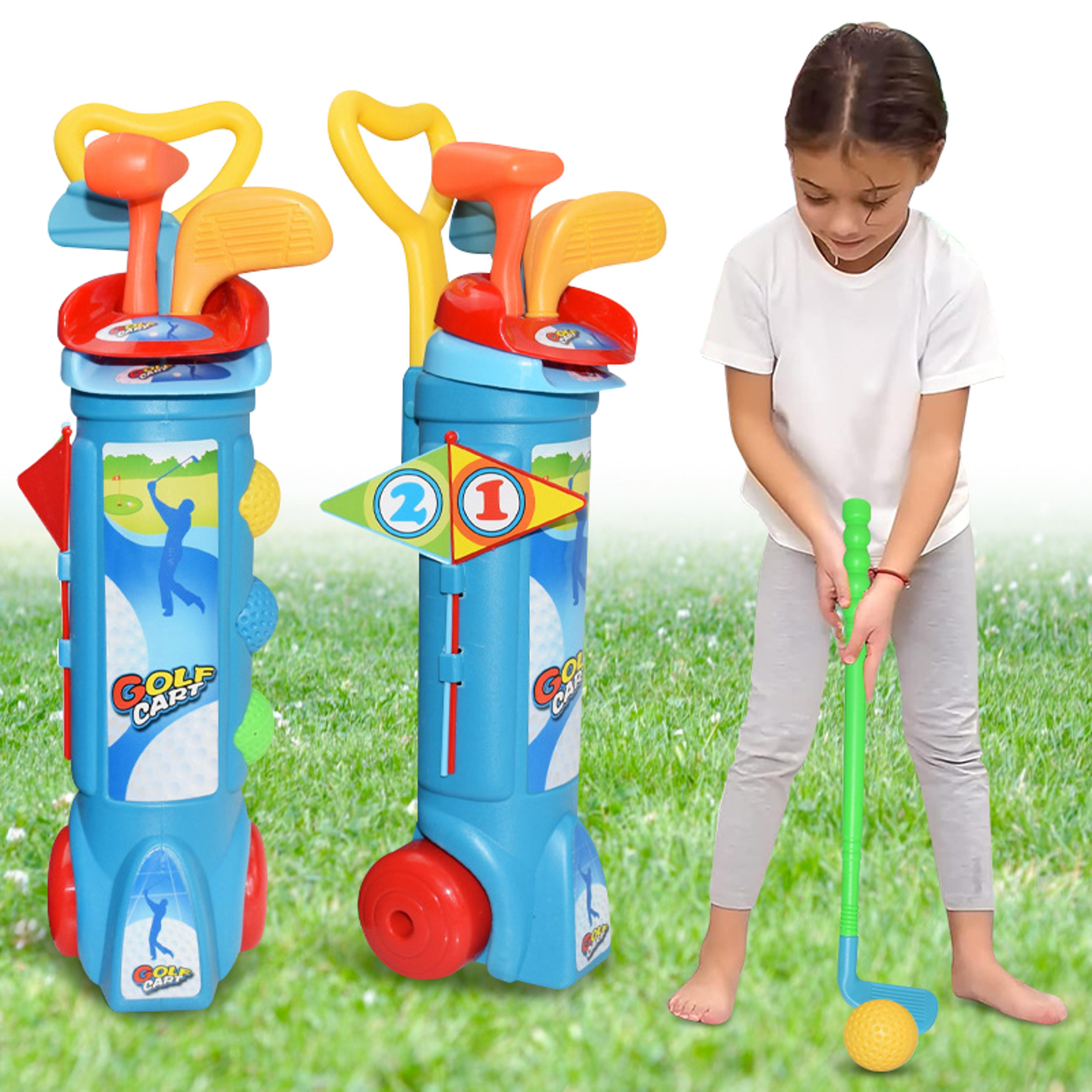 kids golf club set with retractable toy golf clubs for indoor outdoor play