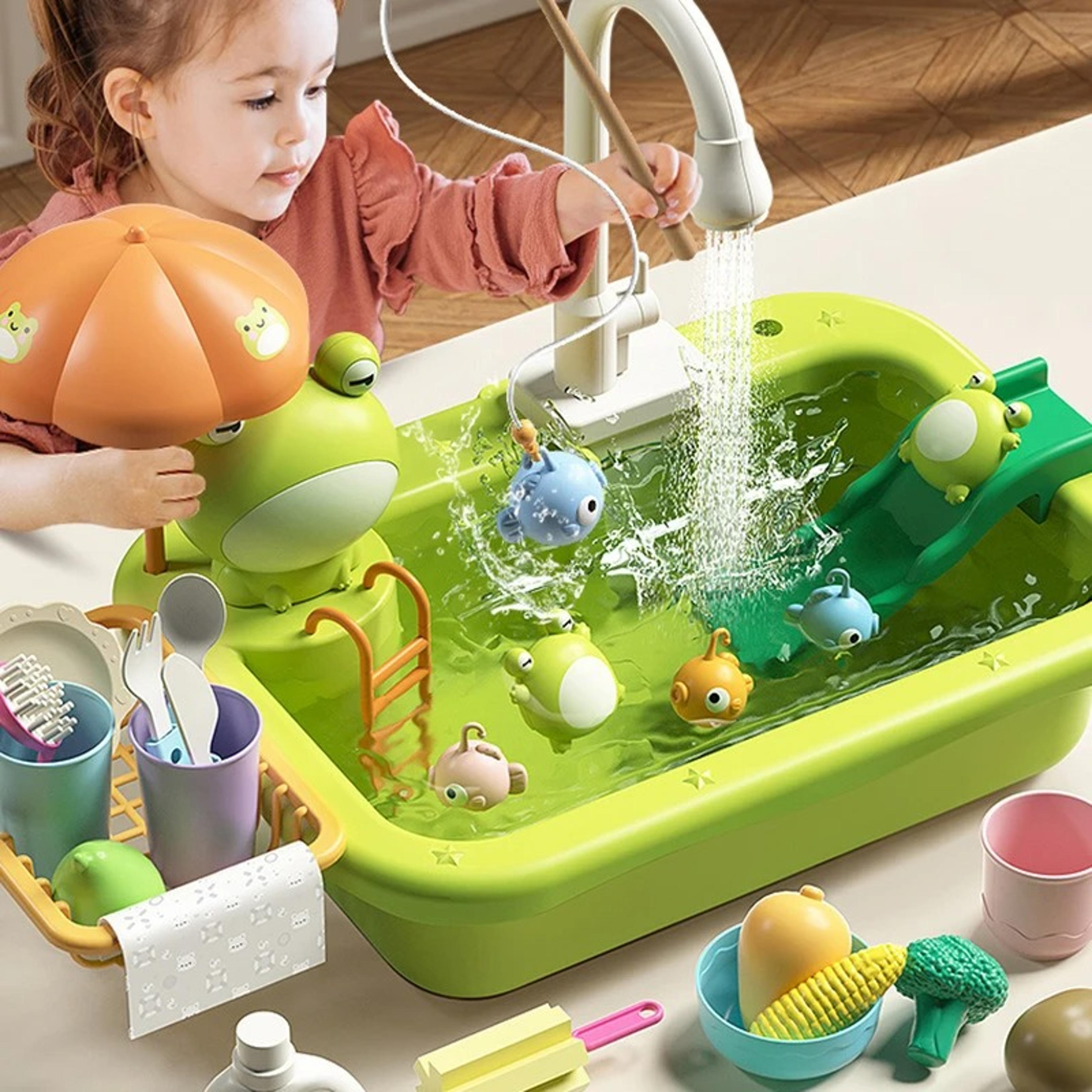 kids kitchen sink toy with running water electric dishwasher pretend play set