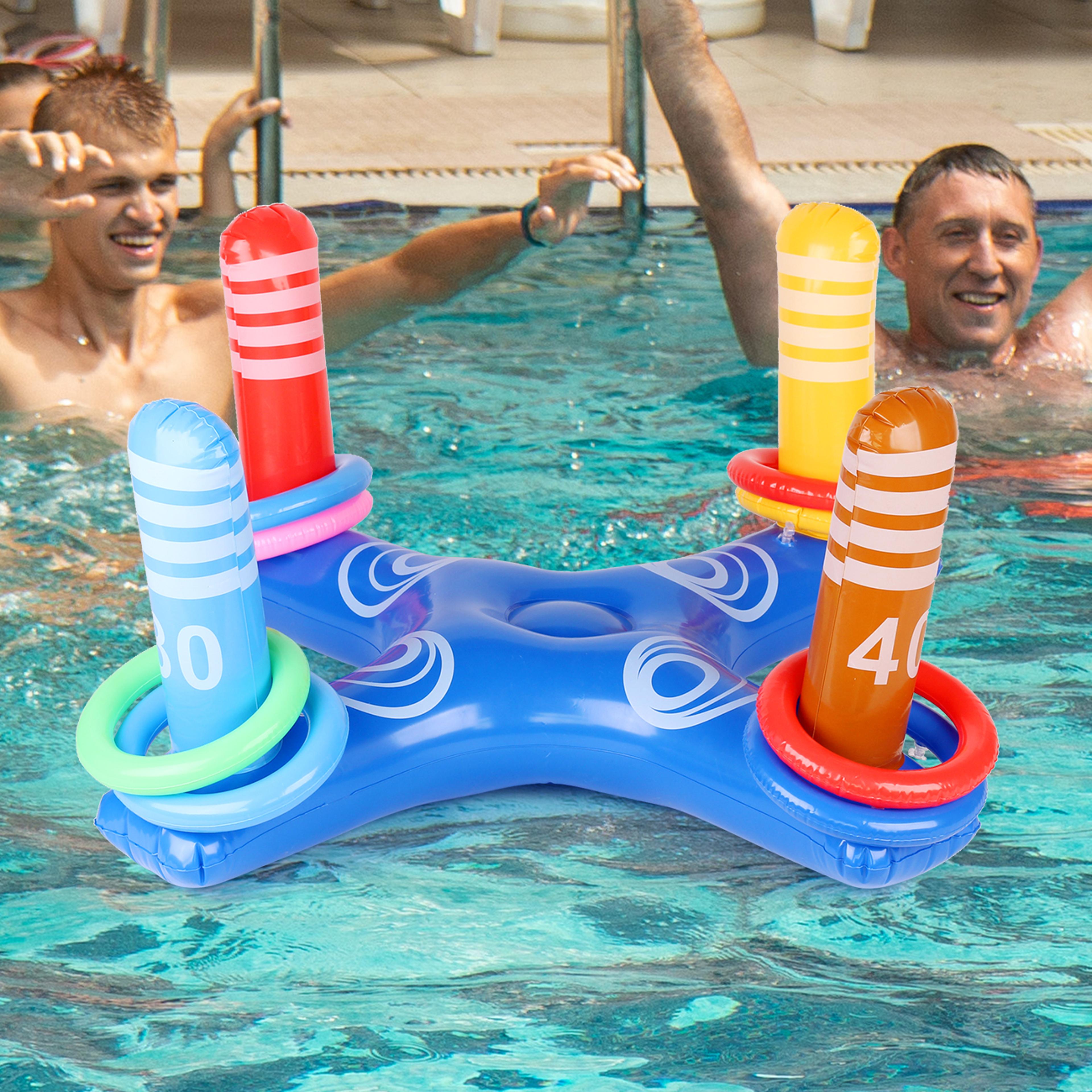 inflatable pool ring toss game with rings for kids adults